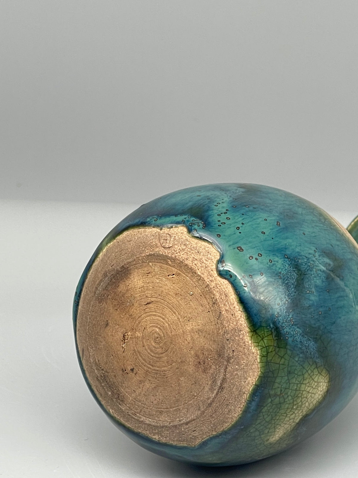 Vintage Japanese Bottle Vase - Blue Green Glaze