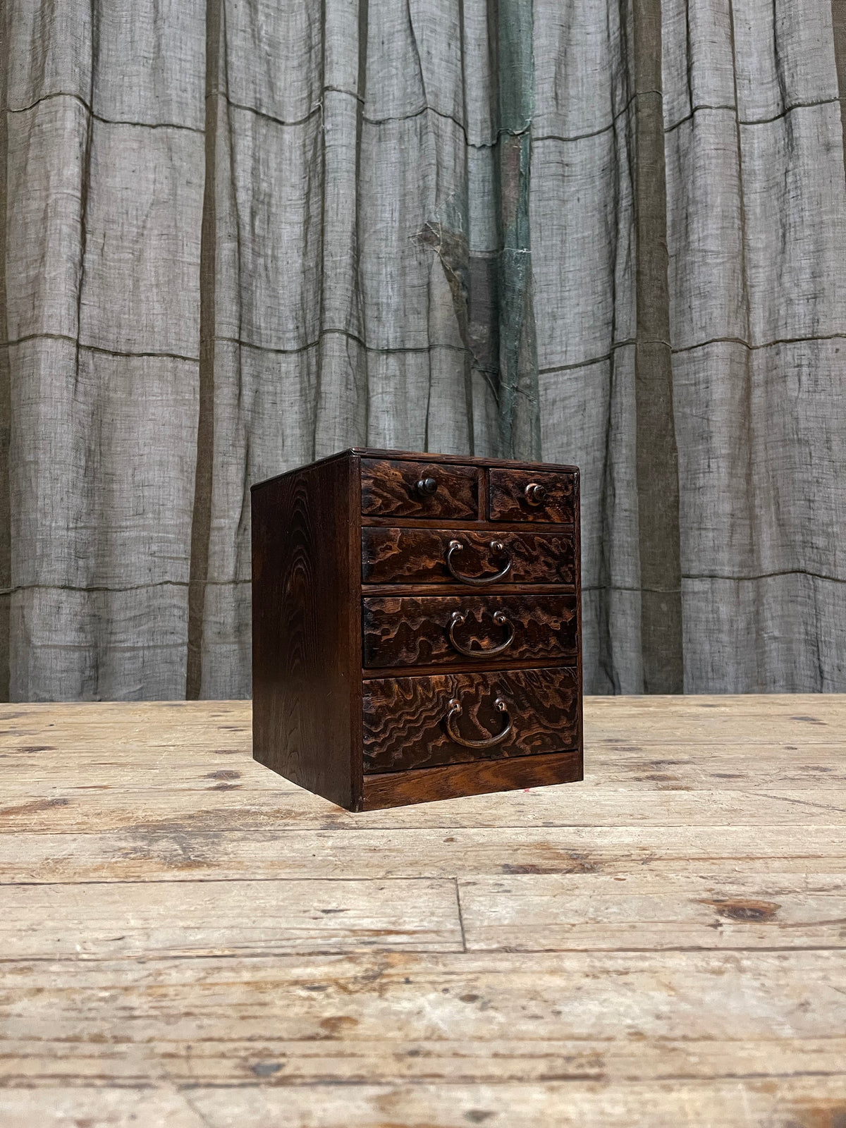 Vintage Japanese elm sewing box (hari bako), Taisho period