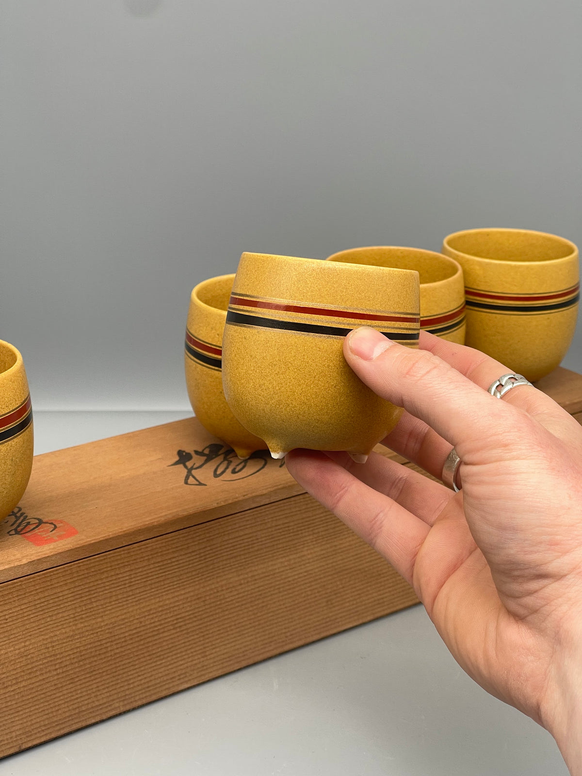 Vintage Japanese Arita Porcelain Teacups, Set of 5