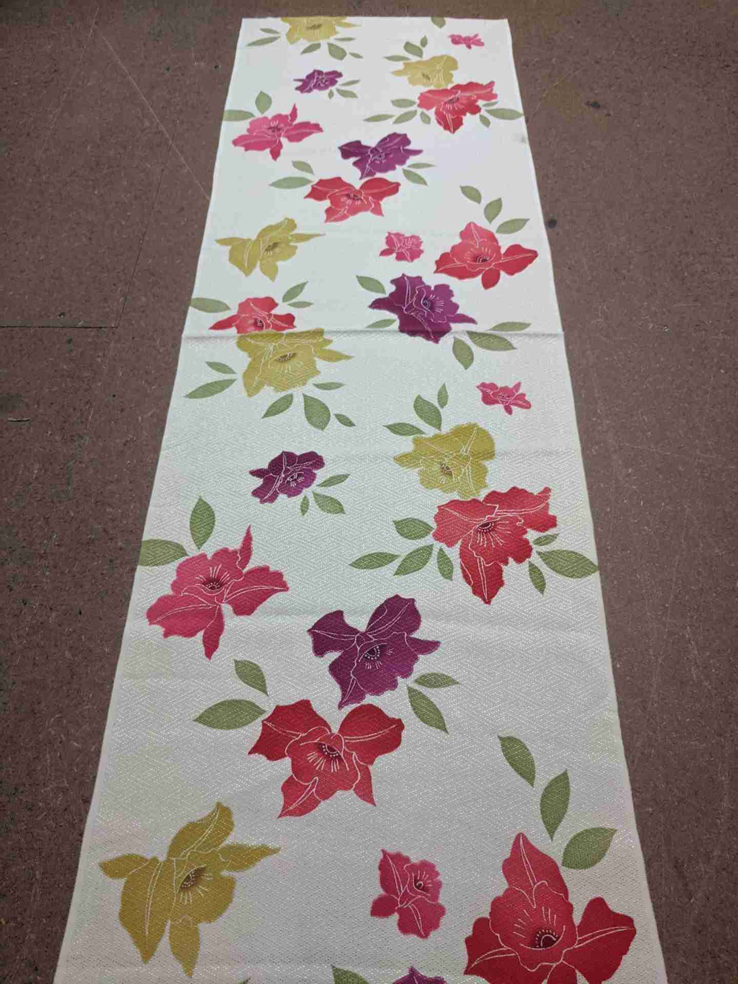 Japanese Silk Fabric Piece Cream with Colourful Florals