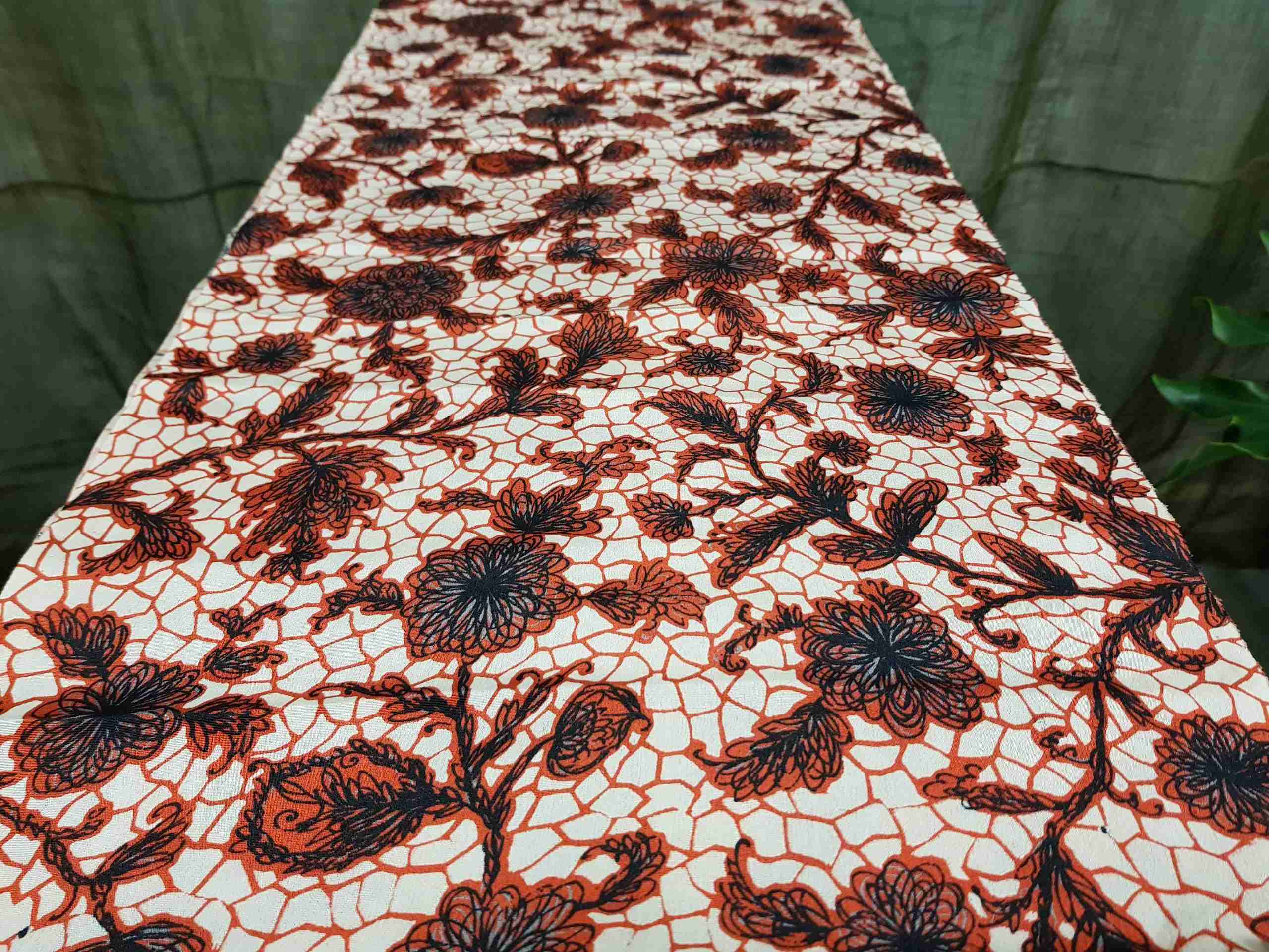 Japanese Silk, Off-White with Red Carnation Florals