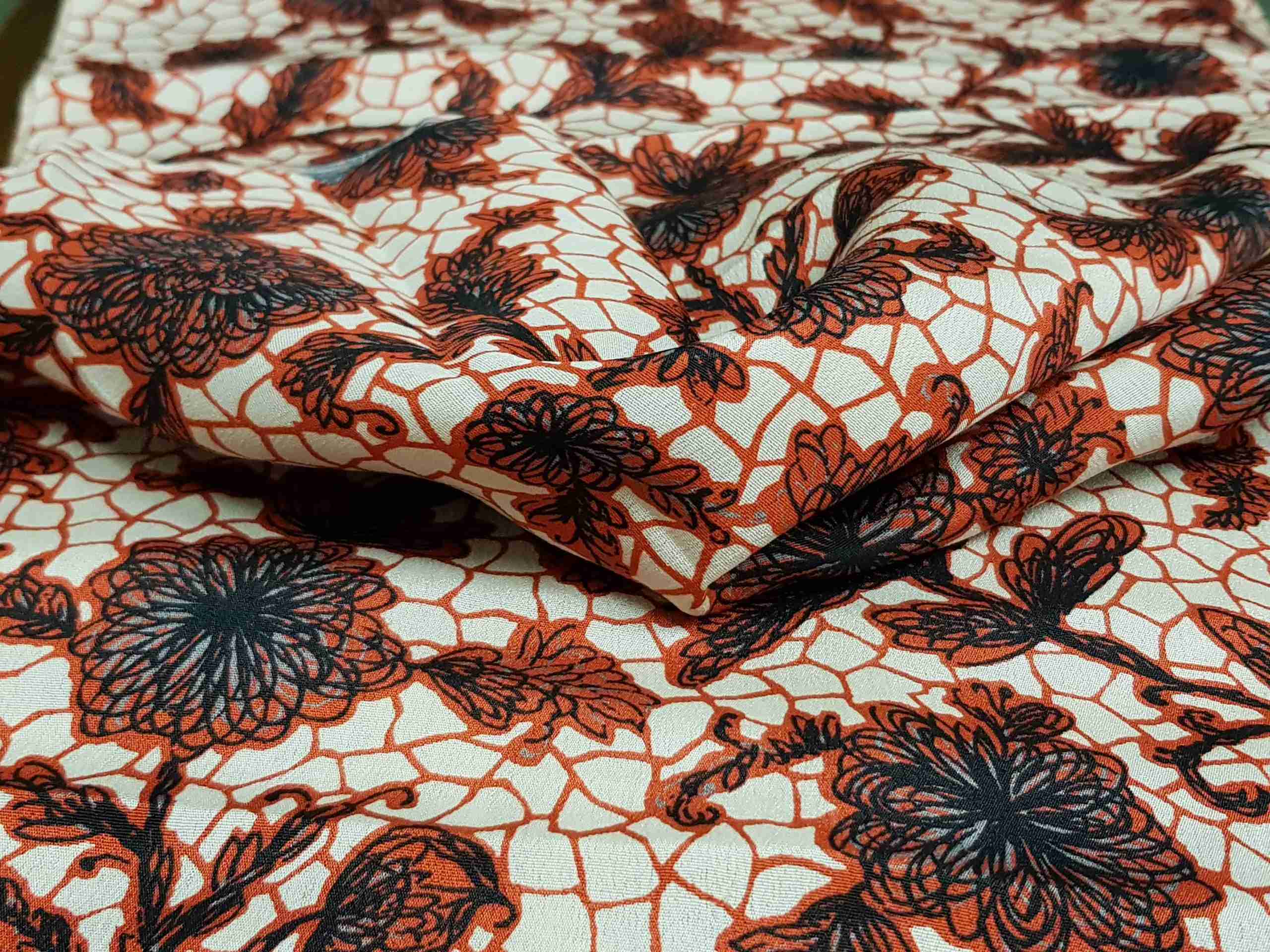 Japanese Silk, Off-White with Red Carnation Florals