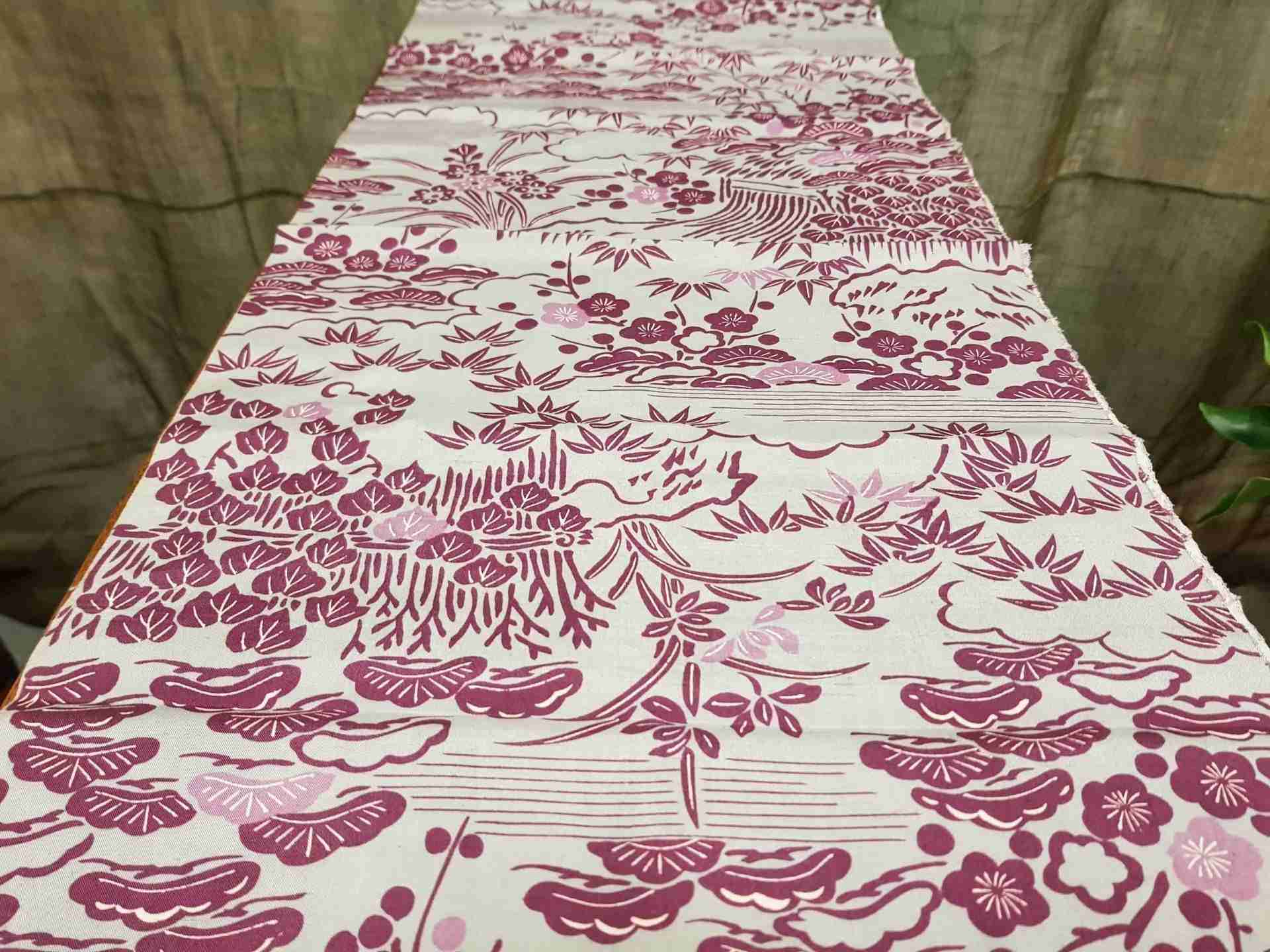 Japanese Silk, Grey with Purple Floral Patter