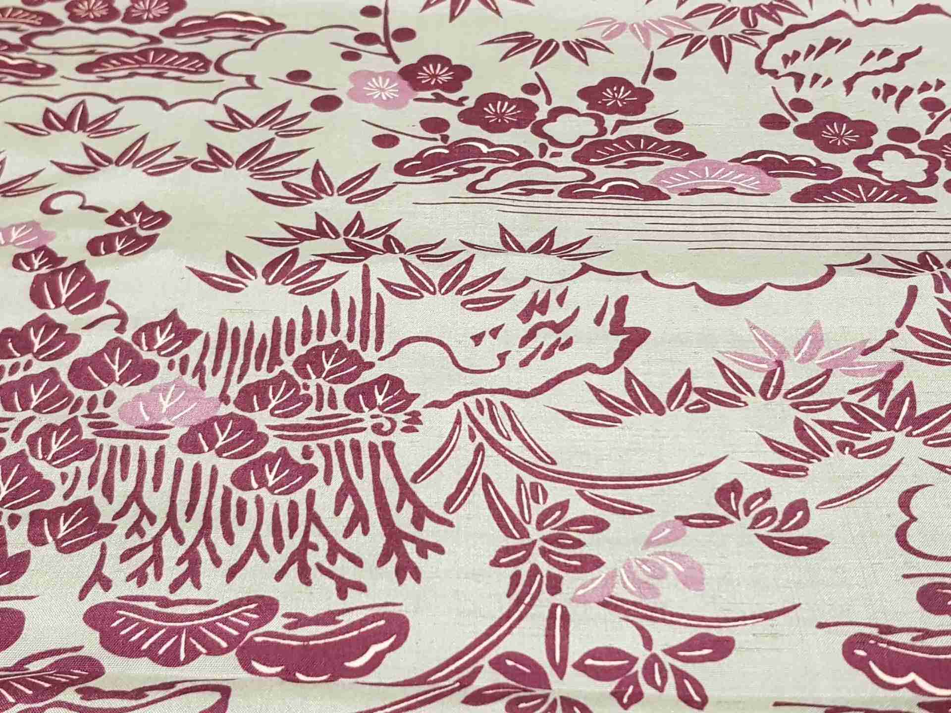 Japanese Silk, Grey with Purple Floral Patter