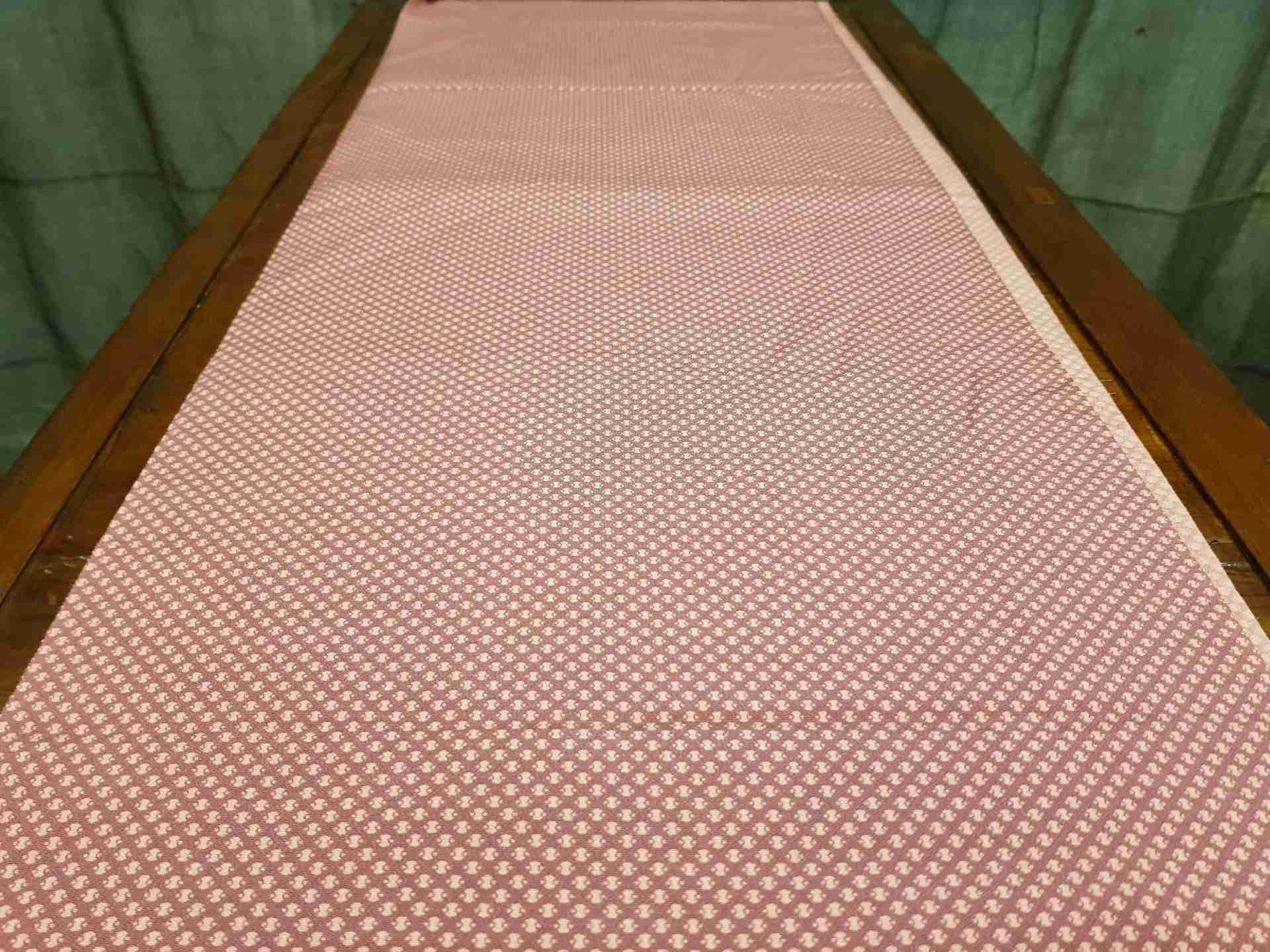 Japanese Silk Fabric, Coral Pink & Taupe Dots