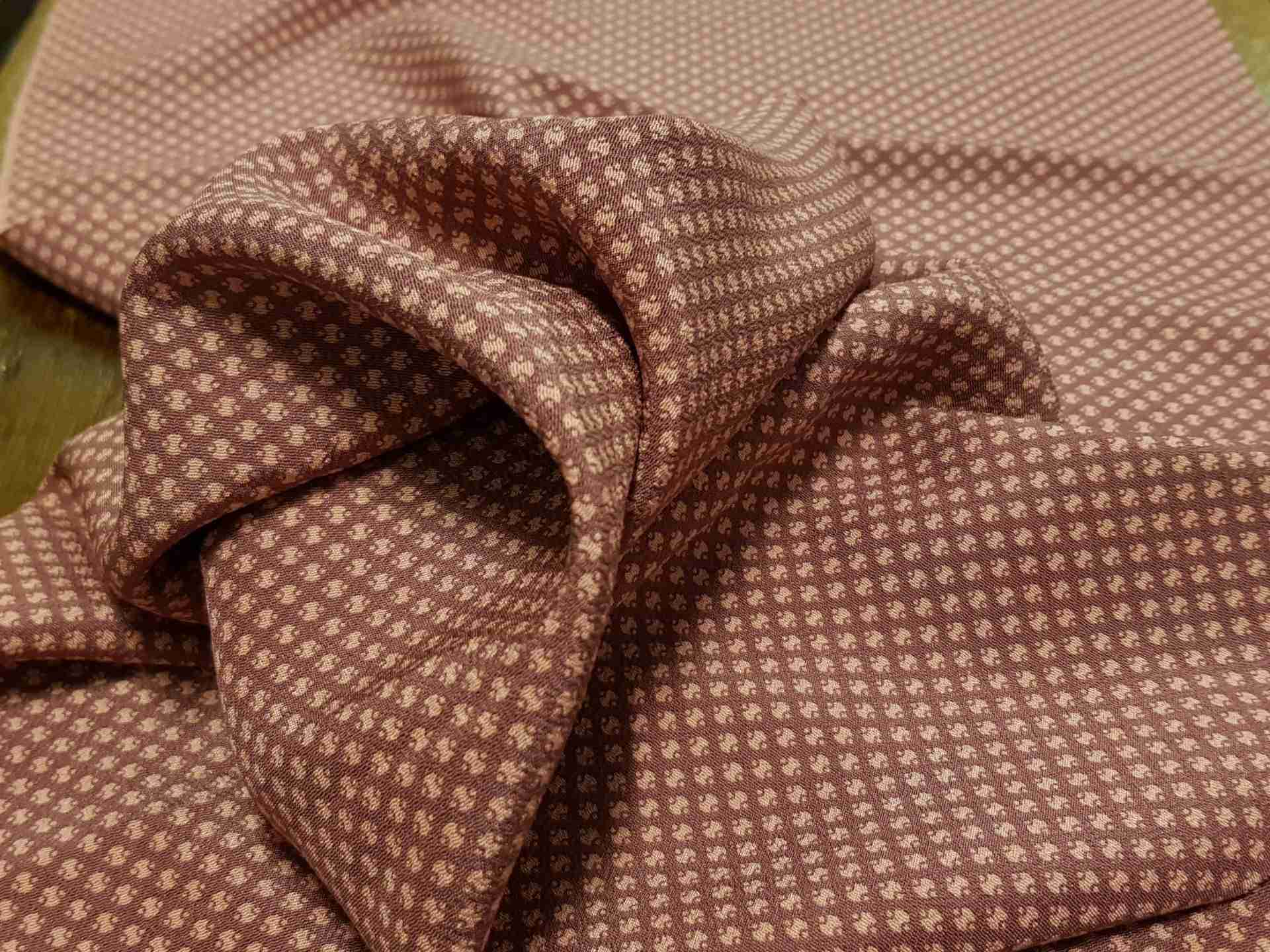 Japanese Silk Fabric, Coral Pink & Taupe Dots