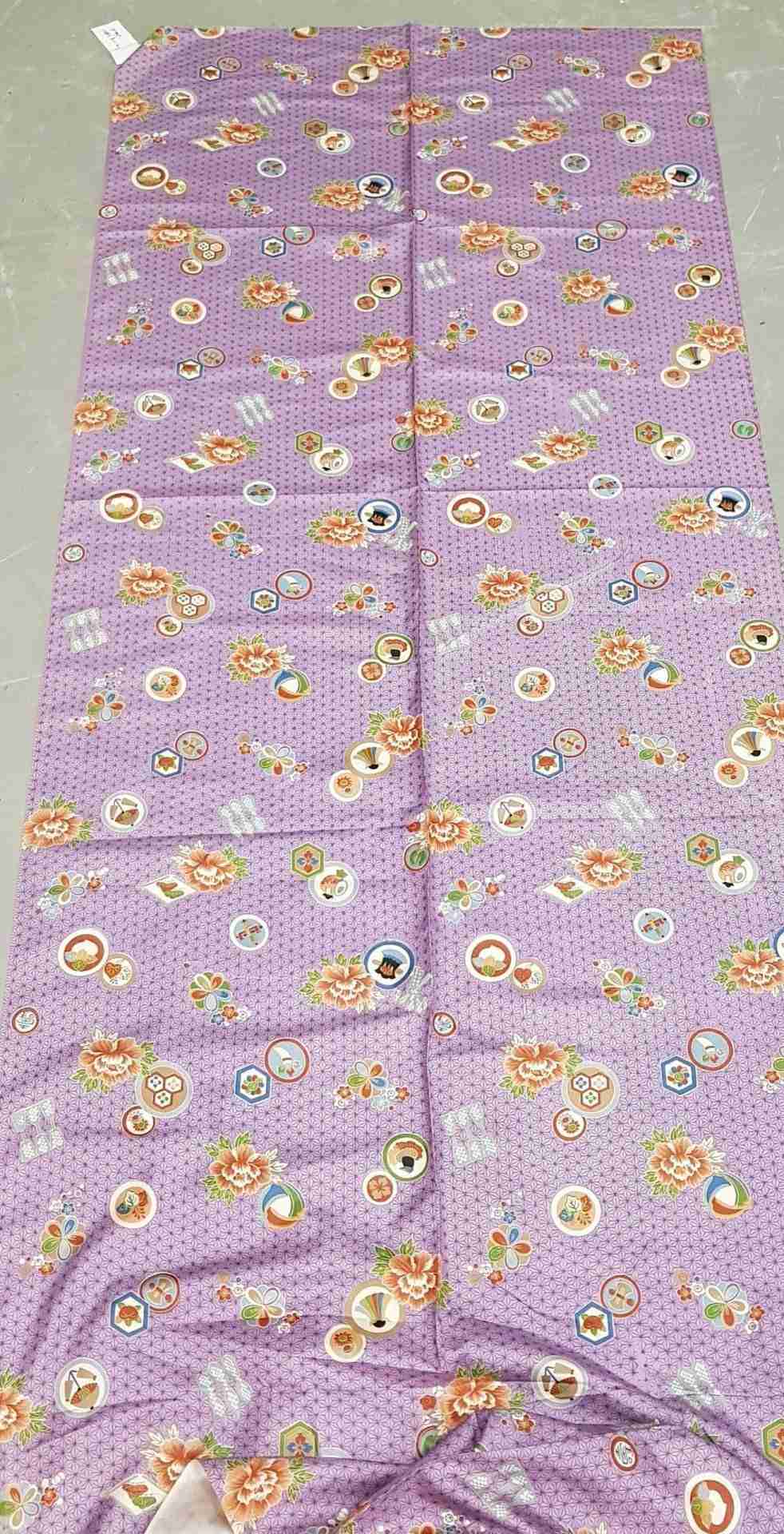 Japanese Silk Fabric, Purple Asanoha Pattern