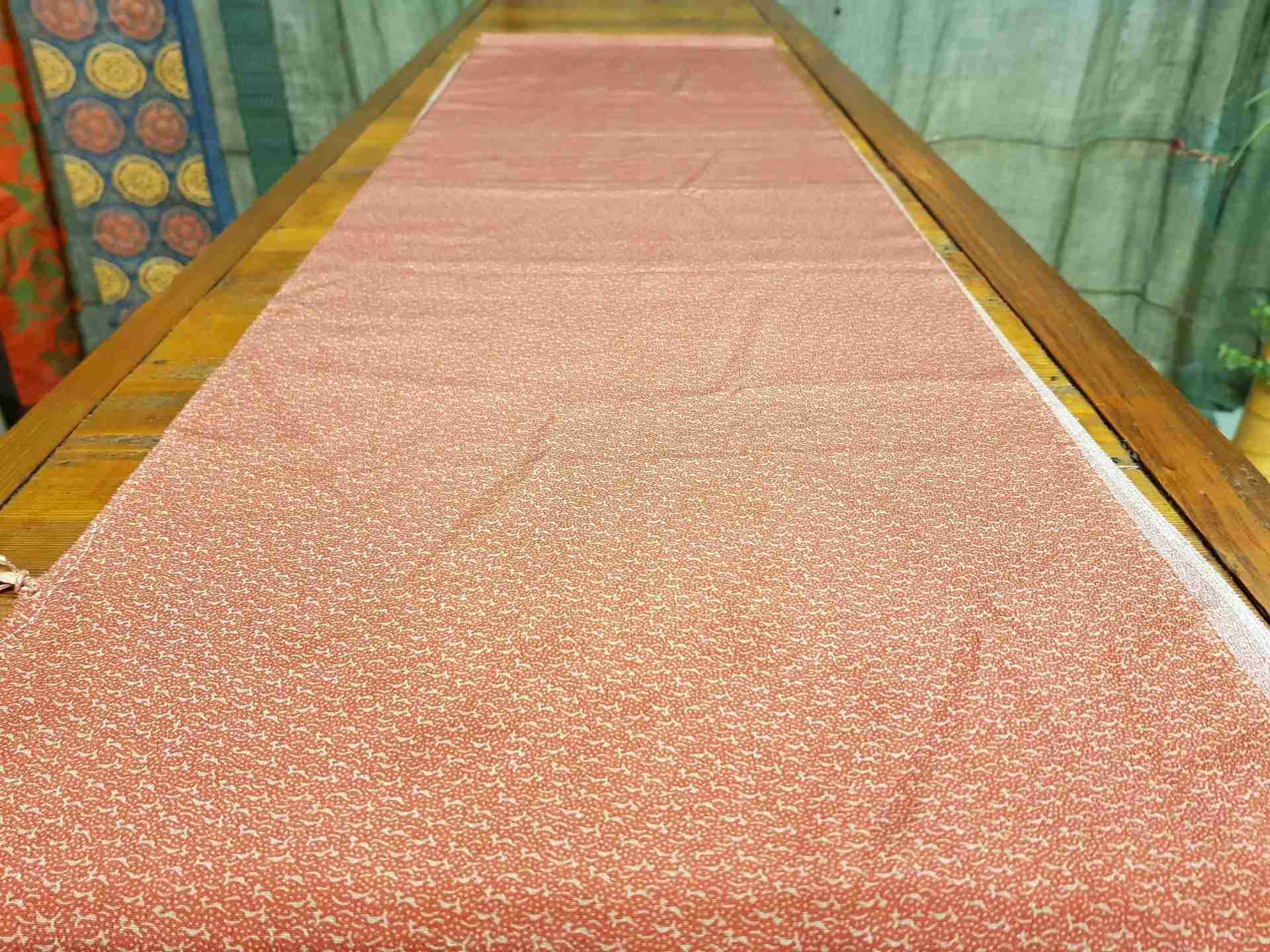 Japanese Silk Fabric, Deep Red with Grey Spots