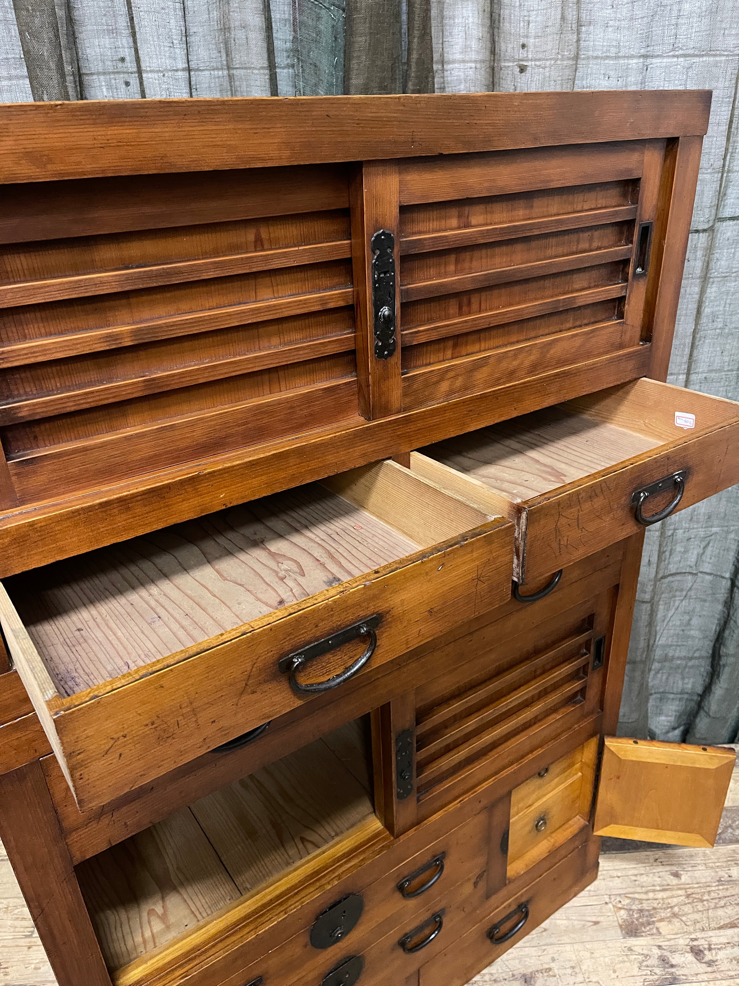 Antique Japanese Two-Piece Choba Dansu, Merchant’s Chest – Cedar & Cypress | Meiji