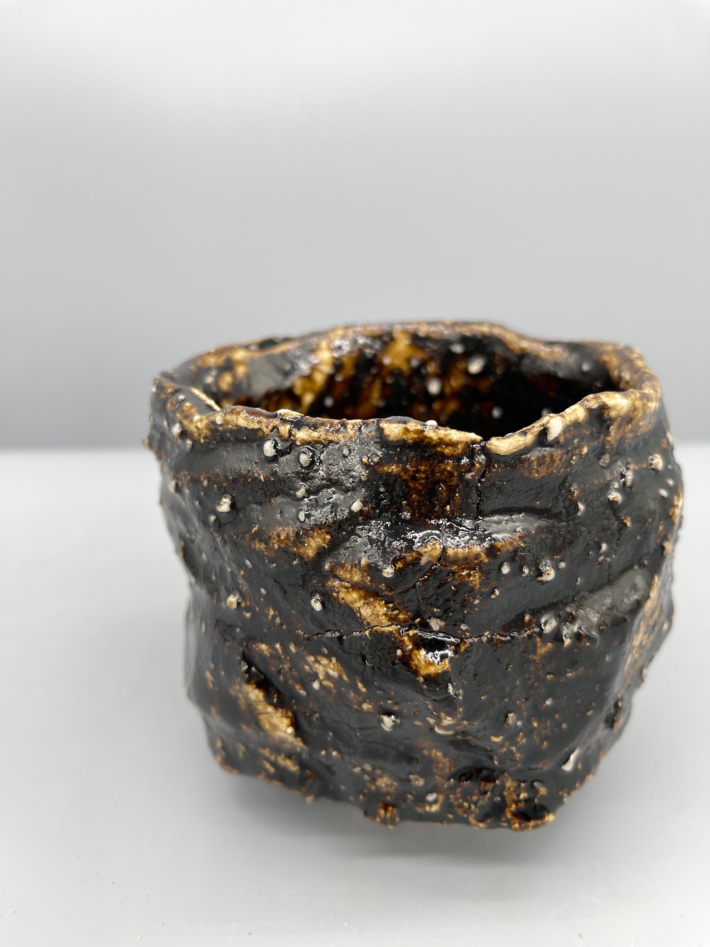 Vintage Japanese Chawan, Tea Bowl - Seto-Guro Glaze