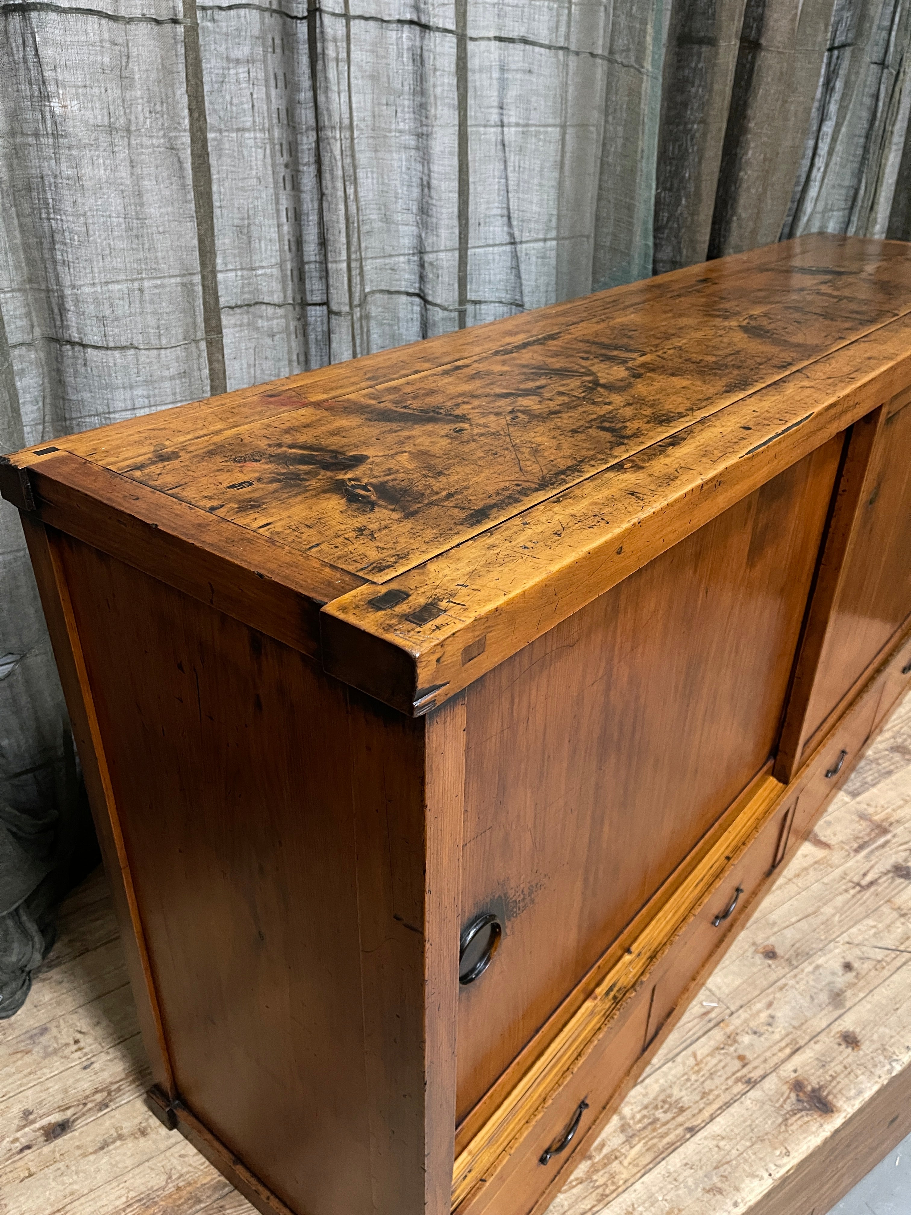 Antique Japanese Sideboard - Cedar | Meiji