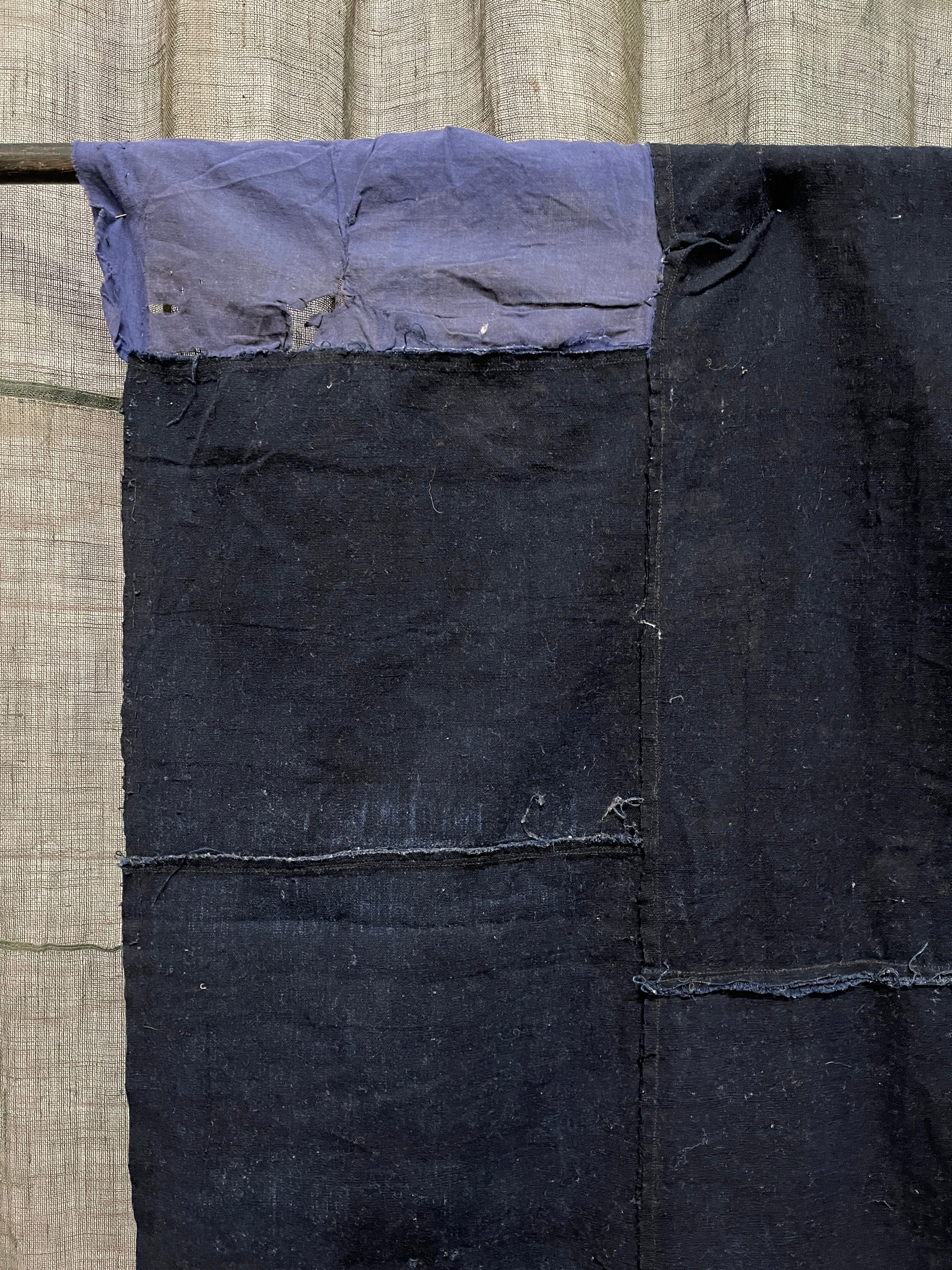 Vintage Japanese Indigo Boro Cloth, 3 panel