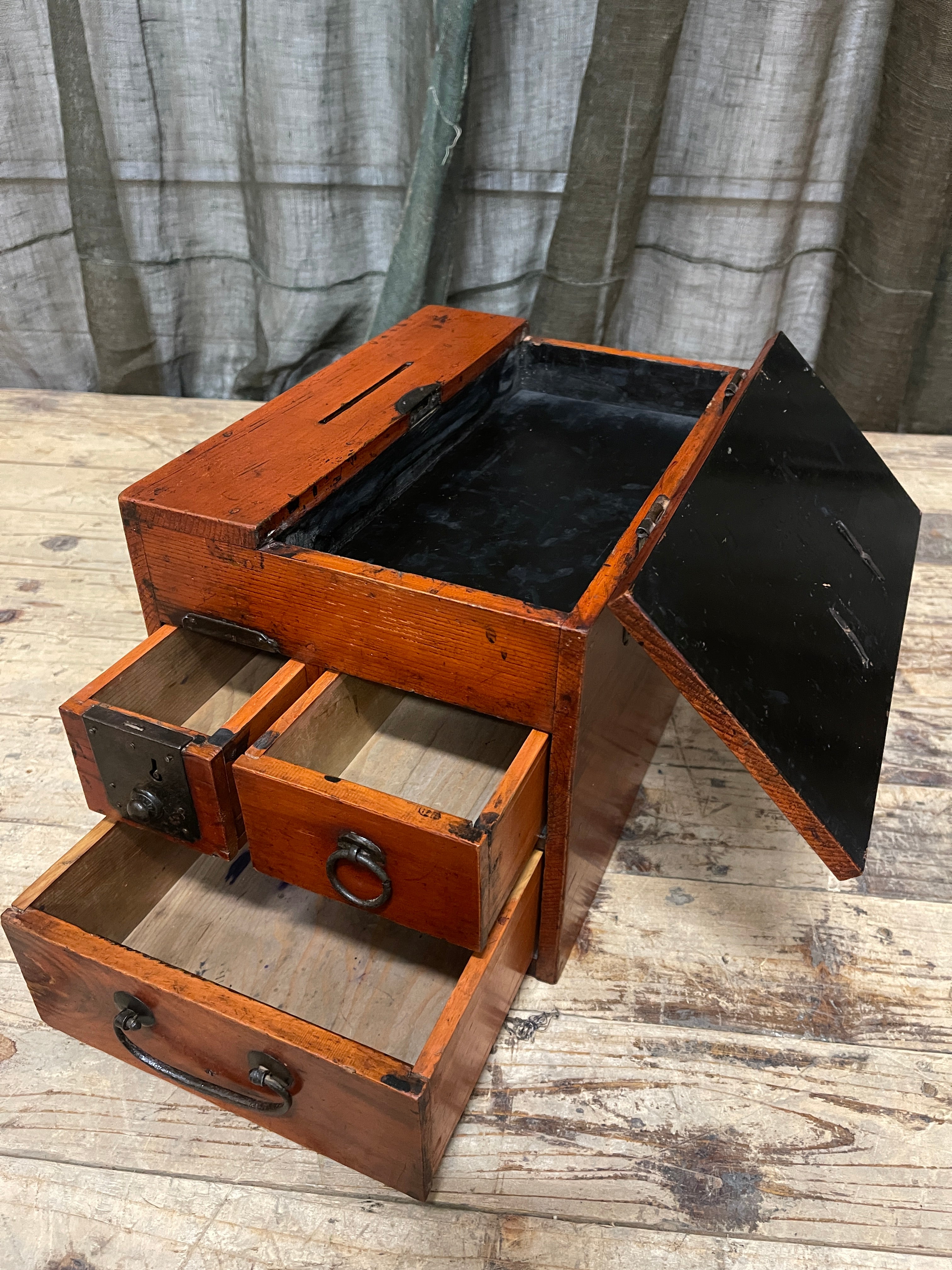 Suzuri Bako, Japanese Calligraphy Box - Elm | Meiji