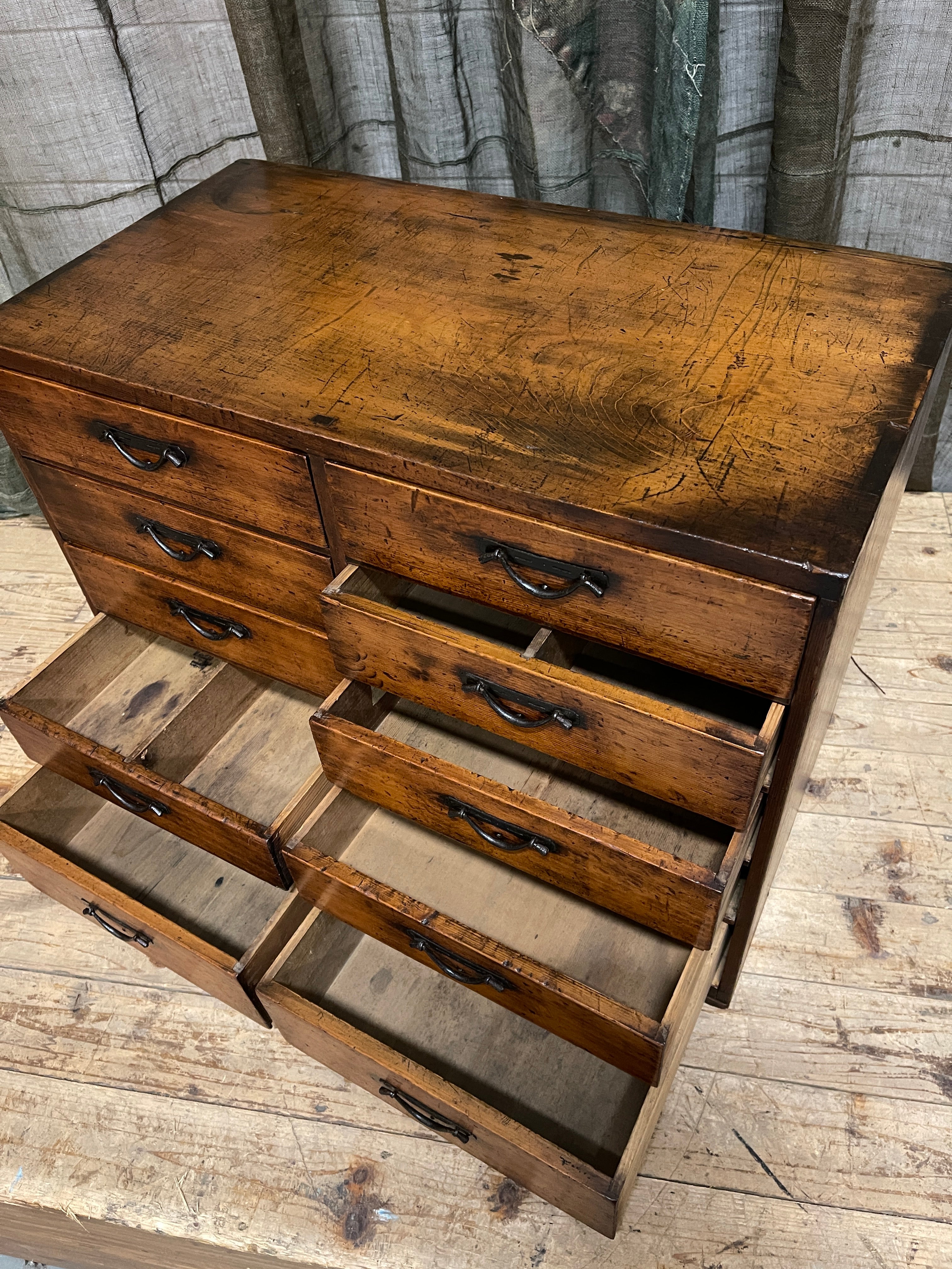 Antique Japanese 10 Drawer Document Chest - Cypress | Meiji