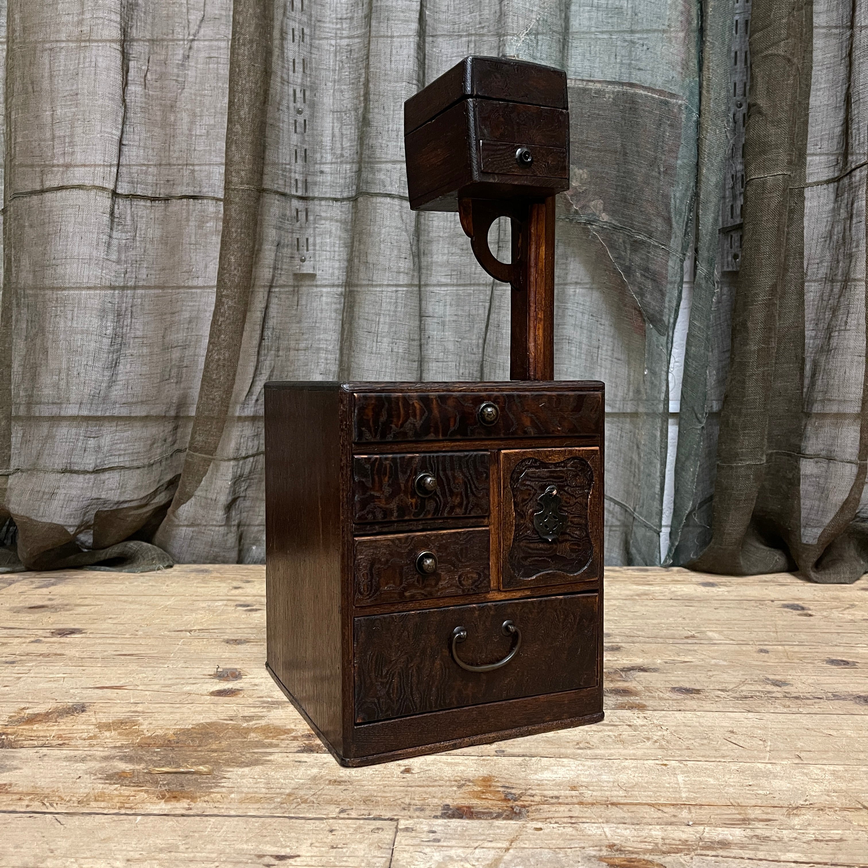 Vintage Japanese Sewing Box, Hari Bako - Elm | 1930's