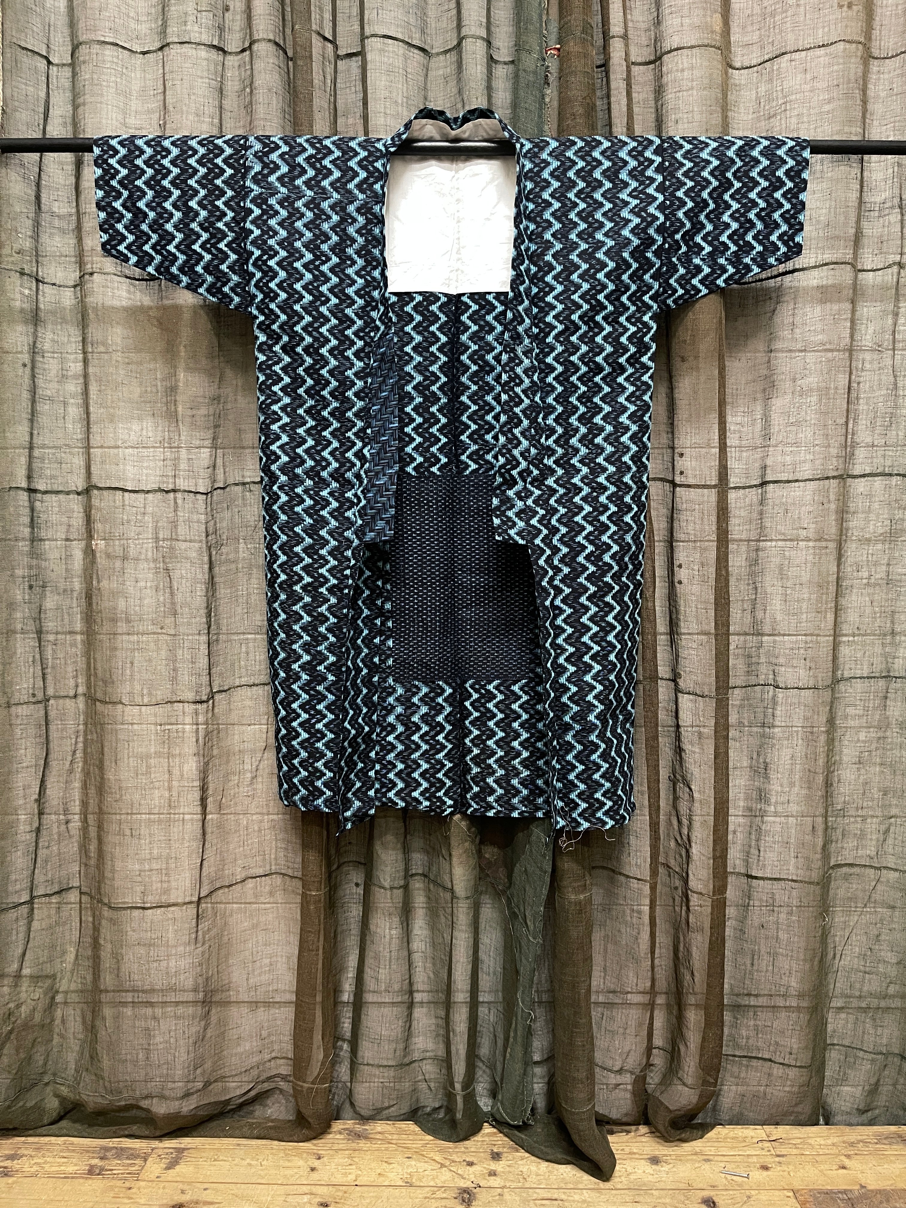 Vintage Japanese Kasuri Cotton Noragi Jacket | Indigo