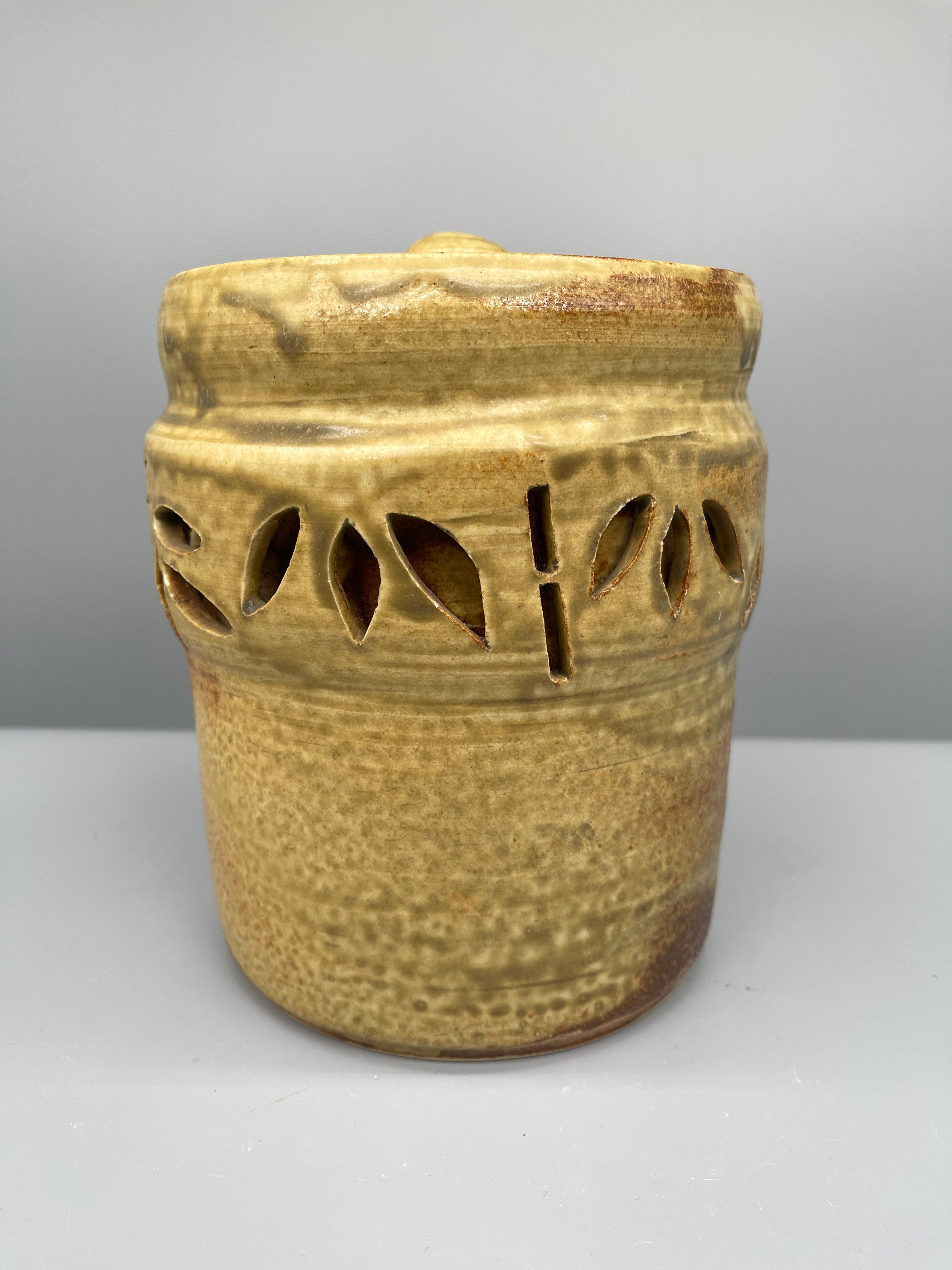 Vintage Japanese Shigaraki Ware, Lidded Jar - Mizusashi