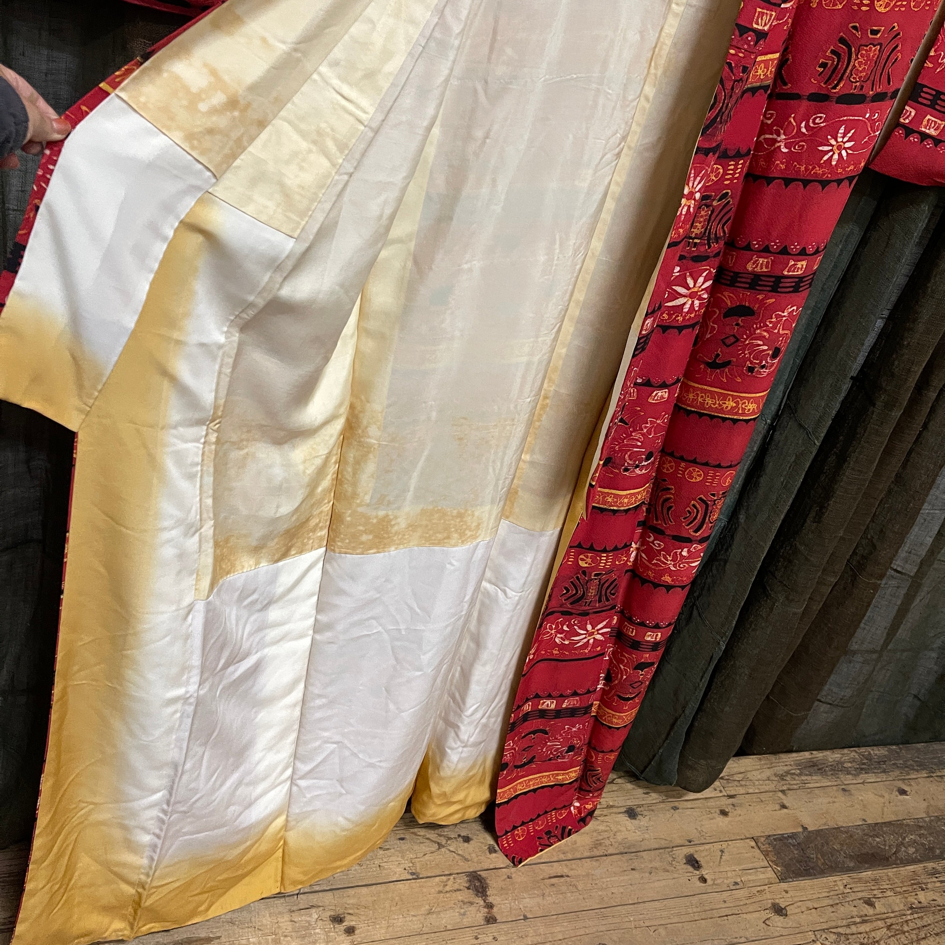 Vintage Japanese Silk Kimono | Geometric & Floral Pattern