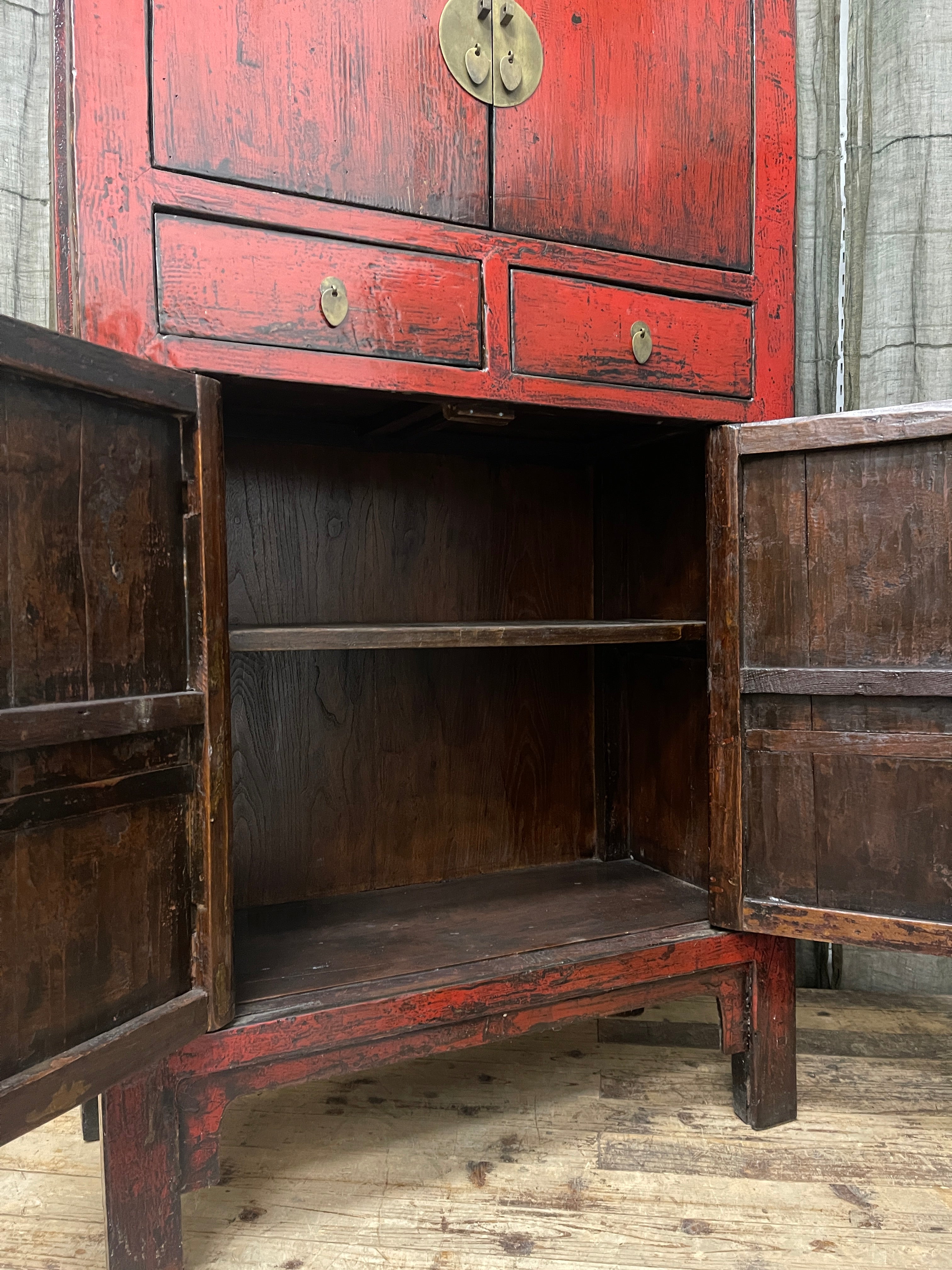 Antique Chinese Red Lacquered Cabinet