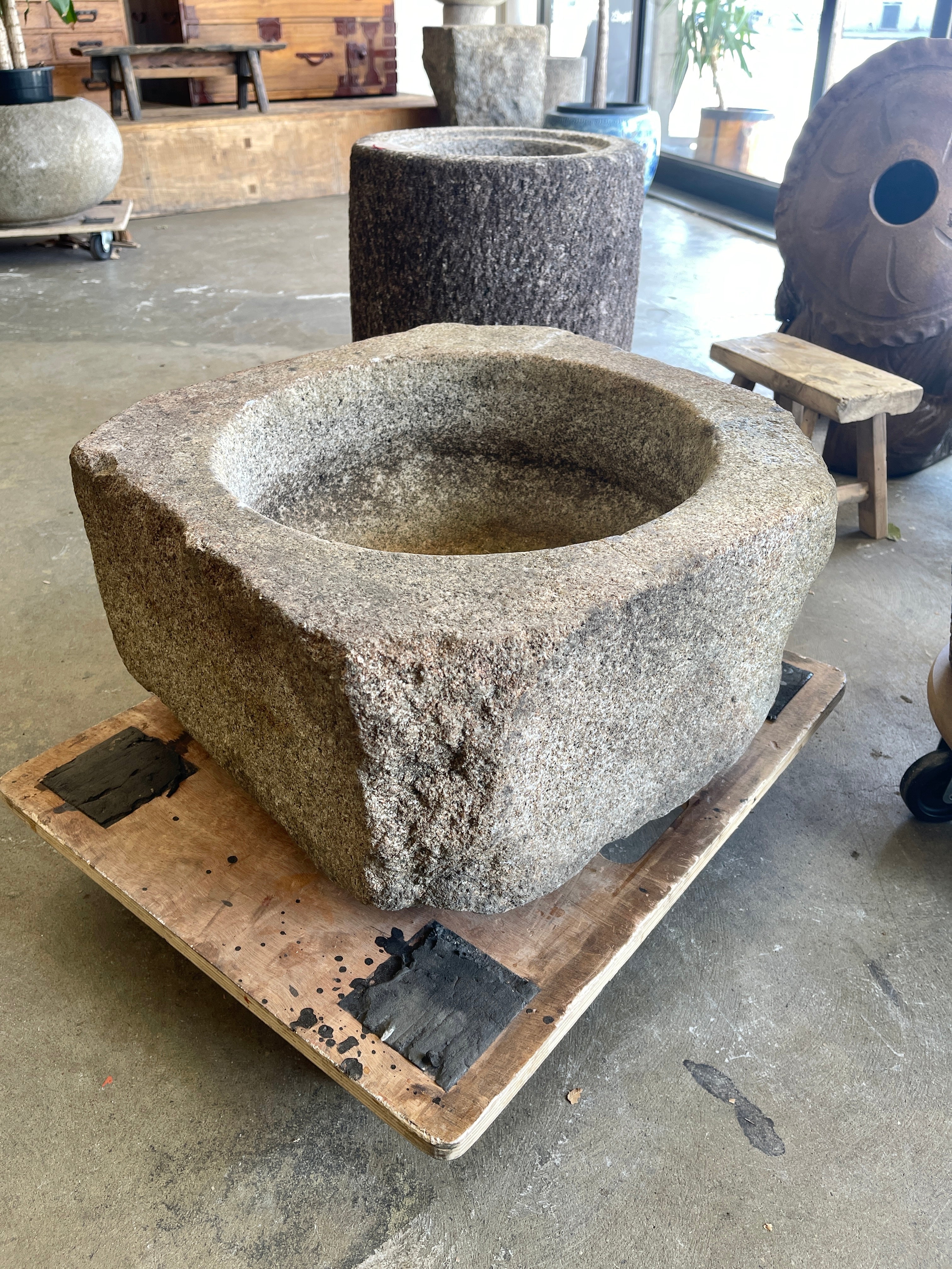 Japanese Chozubachi, Stone Water Basin - Granite | Meiji