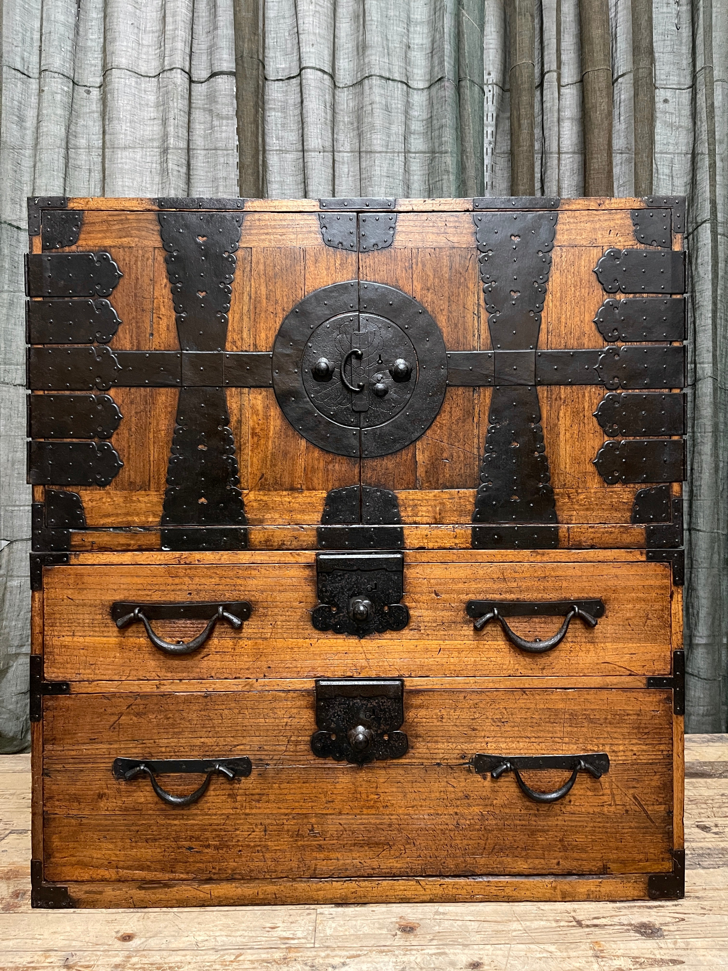 Kannon-Biraki Japanese Storage Cabinet - Paulownia & Iron Hardware | Meiji