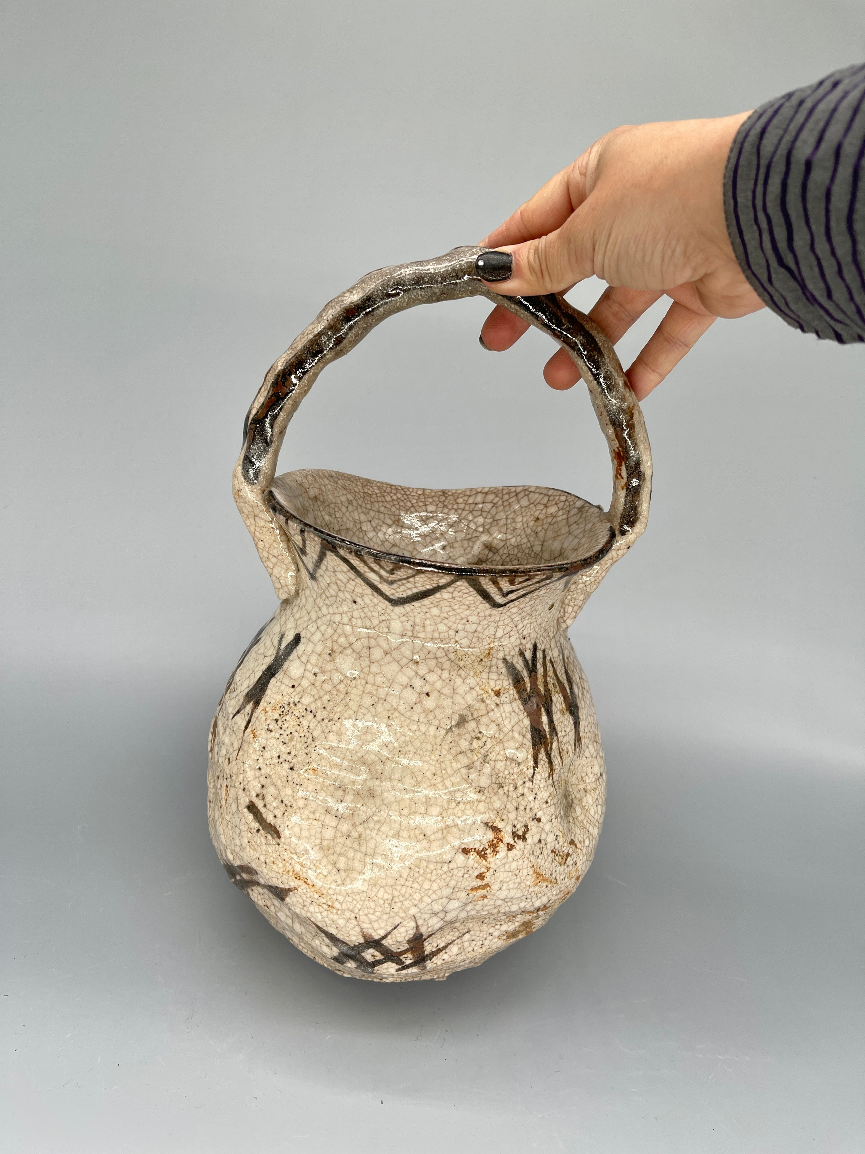 Vintage Japanese Ikebana Vase - Raku Pottery