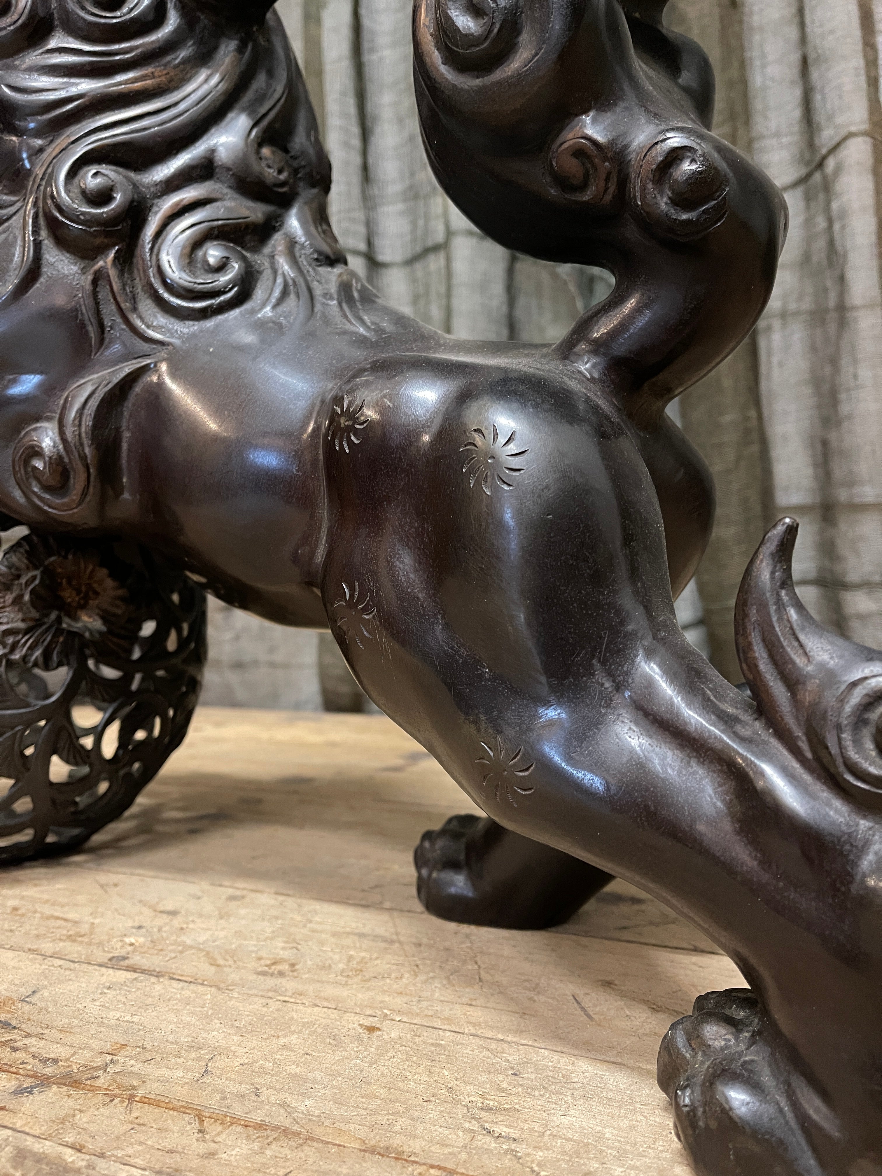 Vintage Japanese Shi Shi Statue - Bronze | Showa, Midcentury