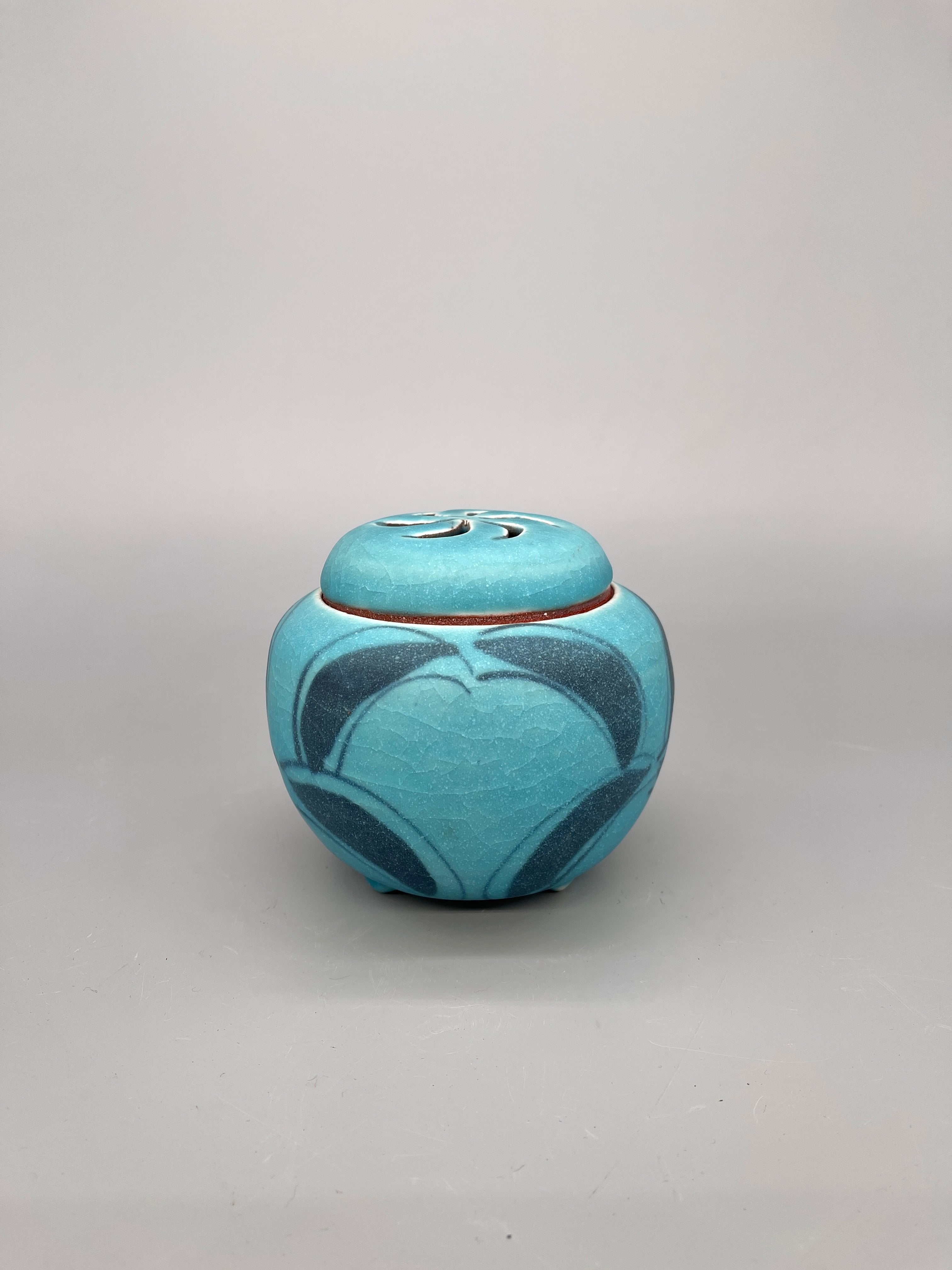 Japanese Koro, Incense Burner with Turquoise Glaze From Gifu