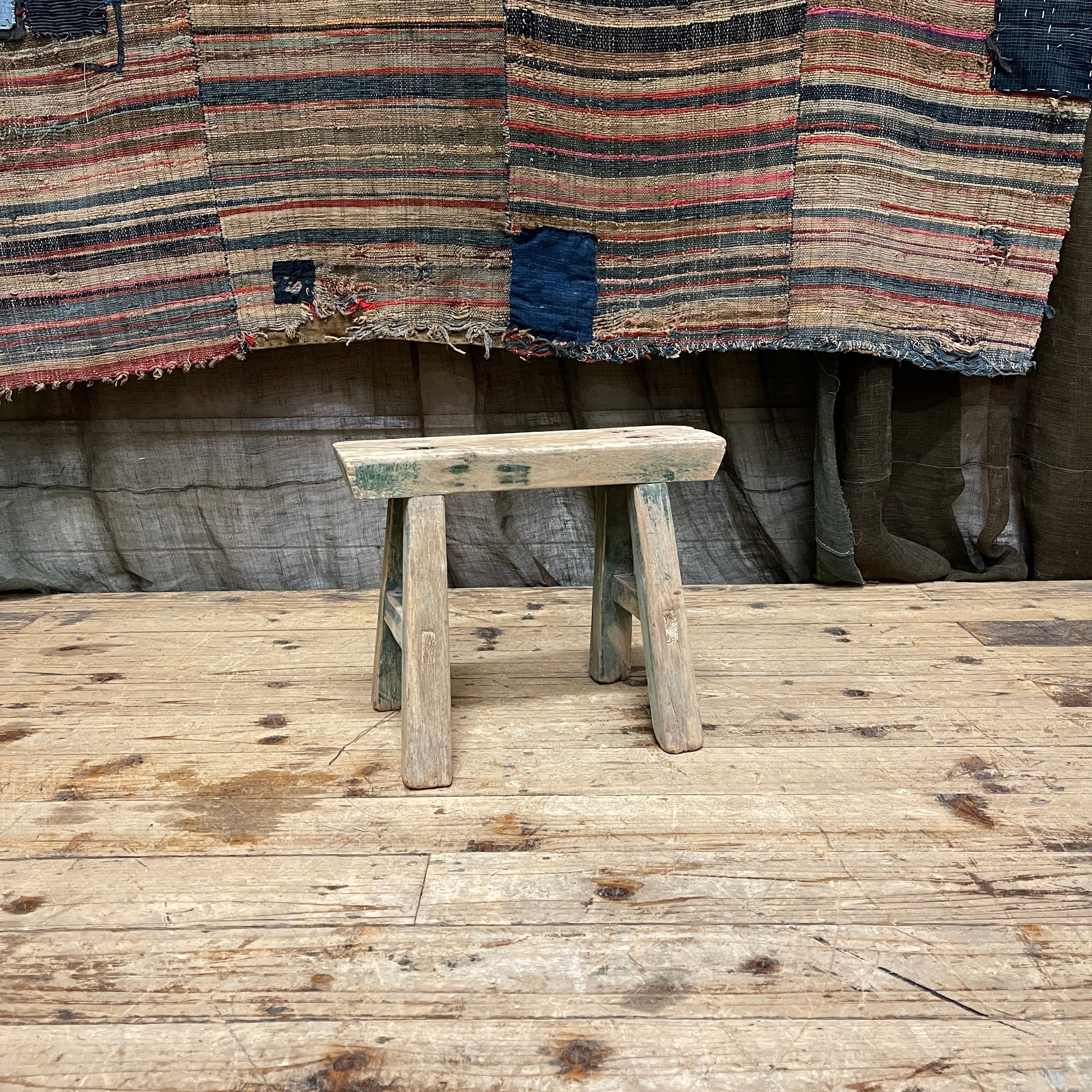 Chinese Provincial Elm Mini Stool
