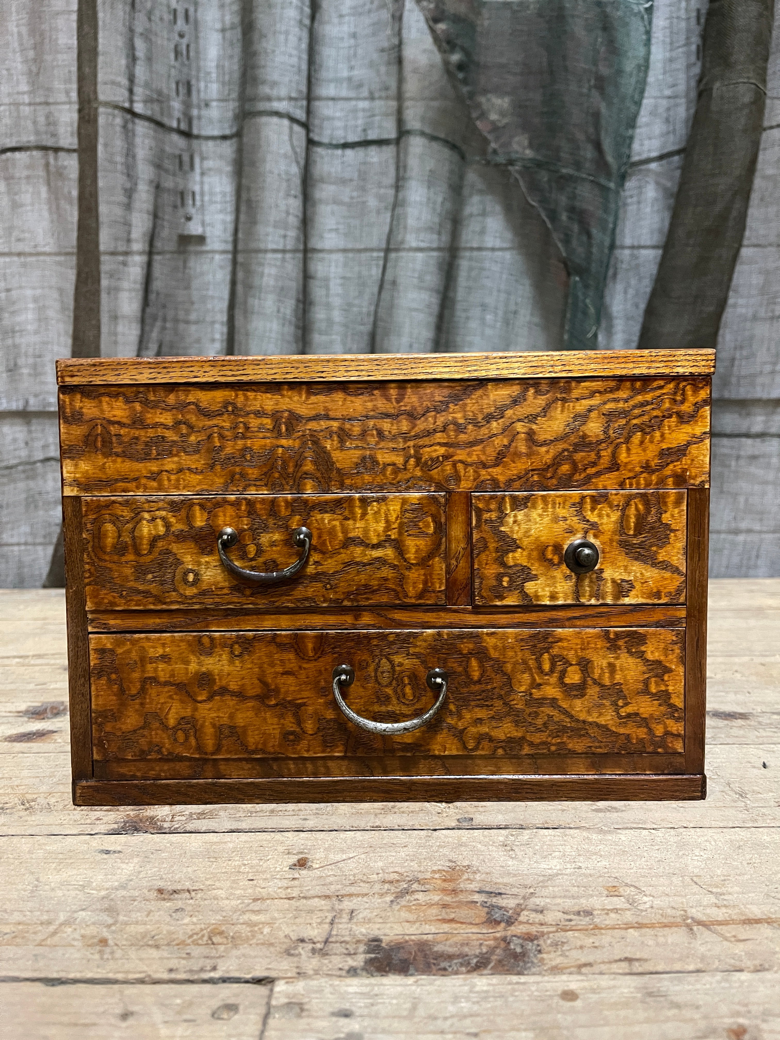 Vintage Japanese Sewing Box, Hari Bako - Elm | 1950's