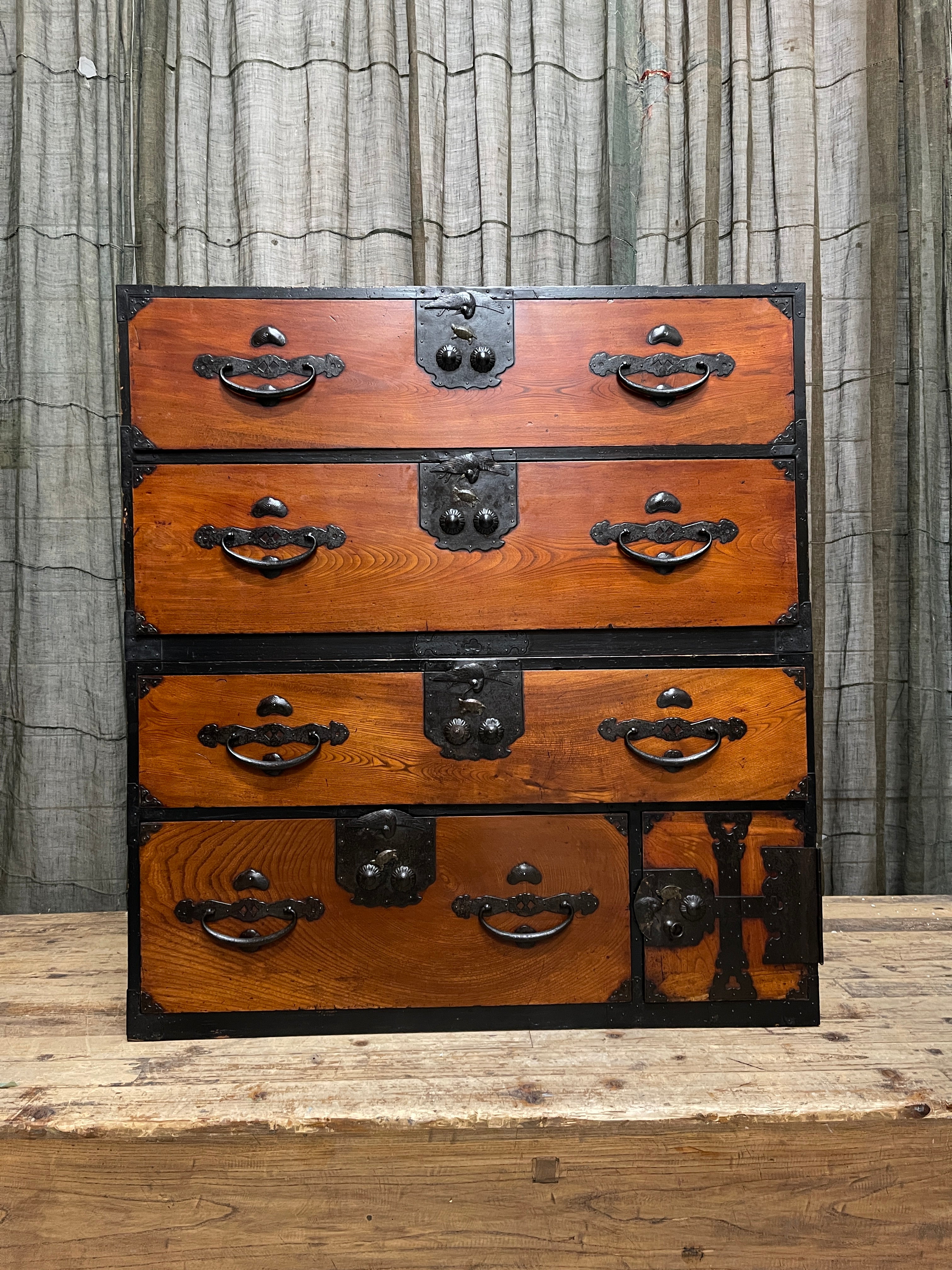 Nihon Matsu Isho Dansu, Japanese Kimono Storage Chest-on-Chest - Cypress & Elm | Meiji