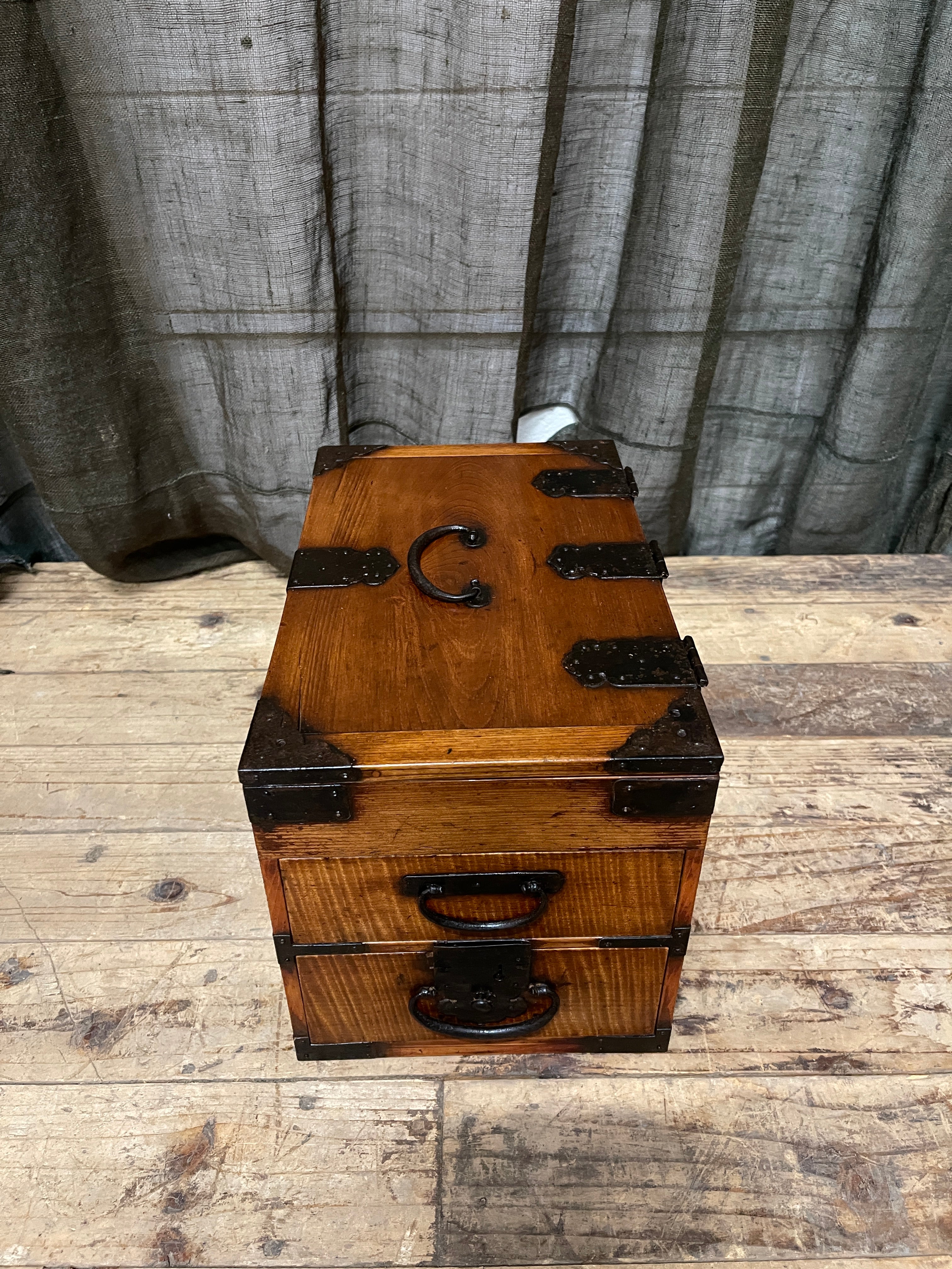 Antique Japanese Suzuri Bako, Calligraphy Box - Elm & Cedar | Meiji, c.1900