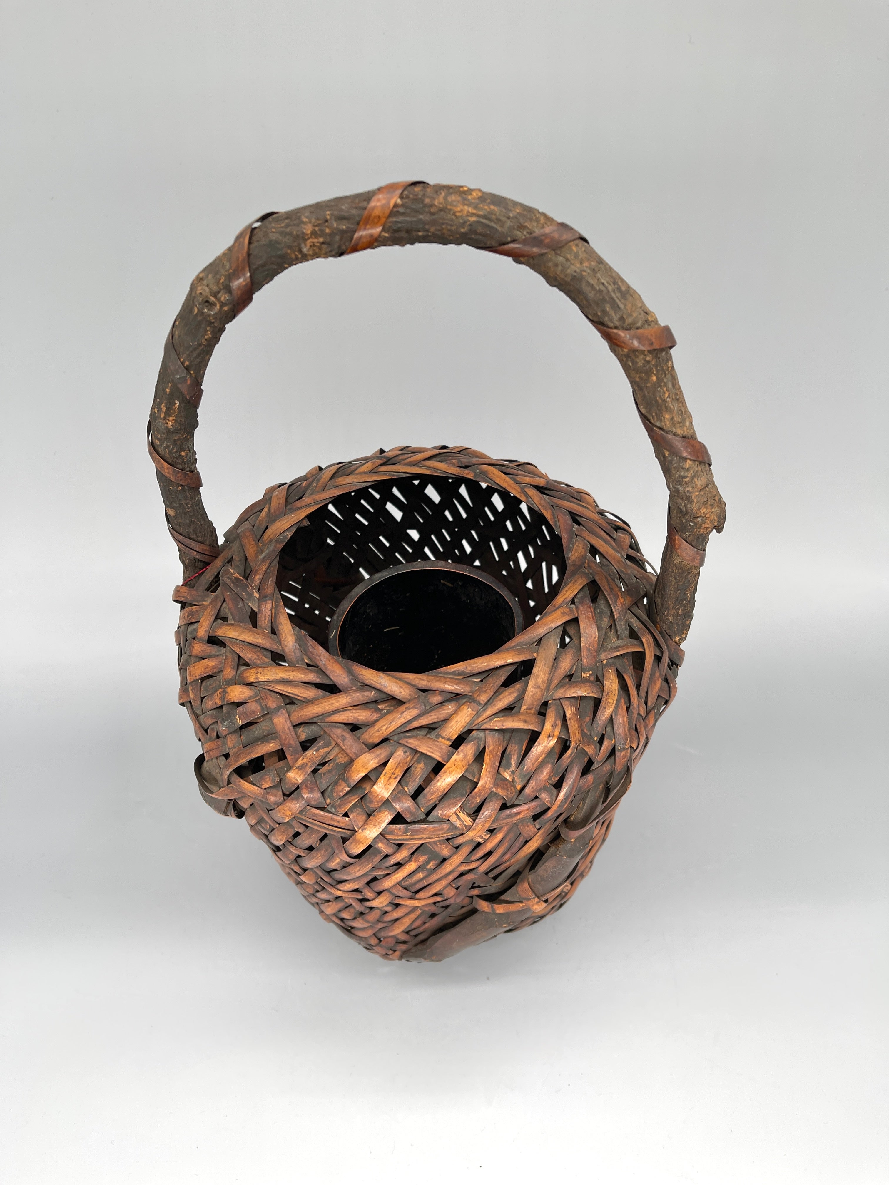 Vintage Japanese Woven Bamboo Ikebana Basket