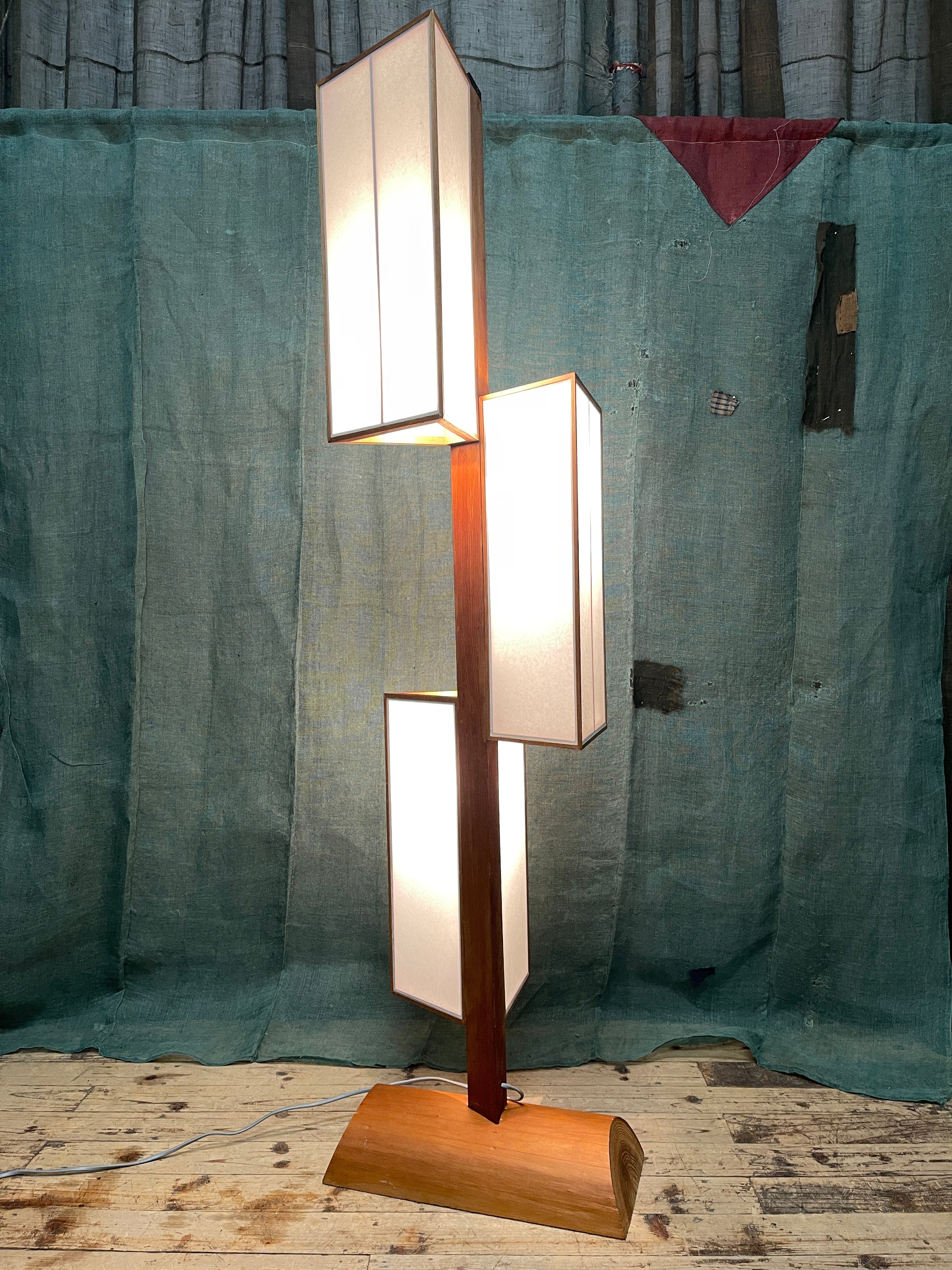 Vintage Japanese Floor Lamp| Paper & Wood