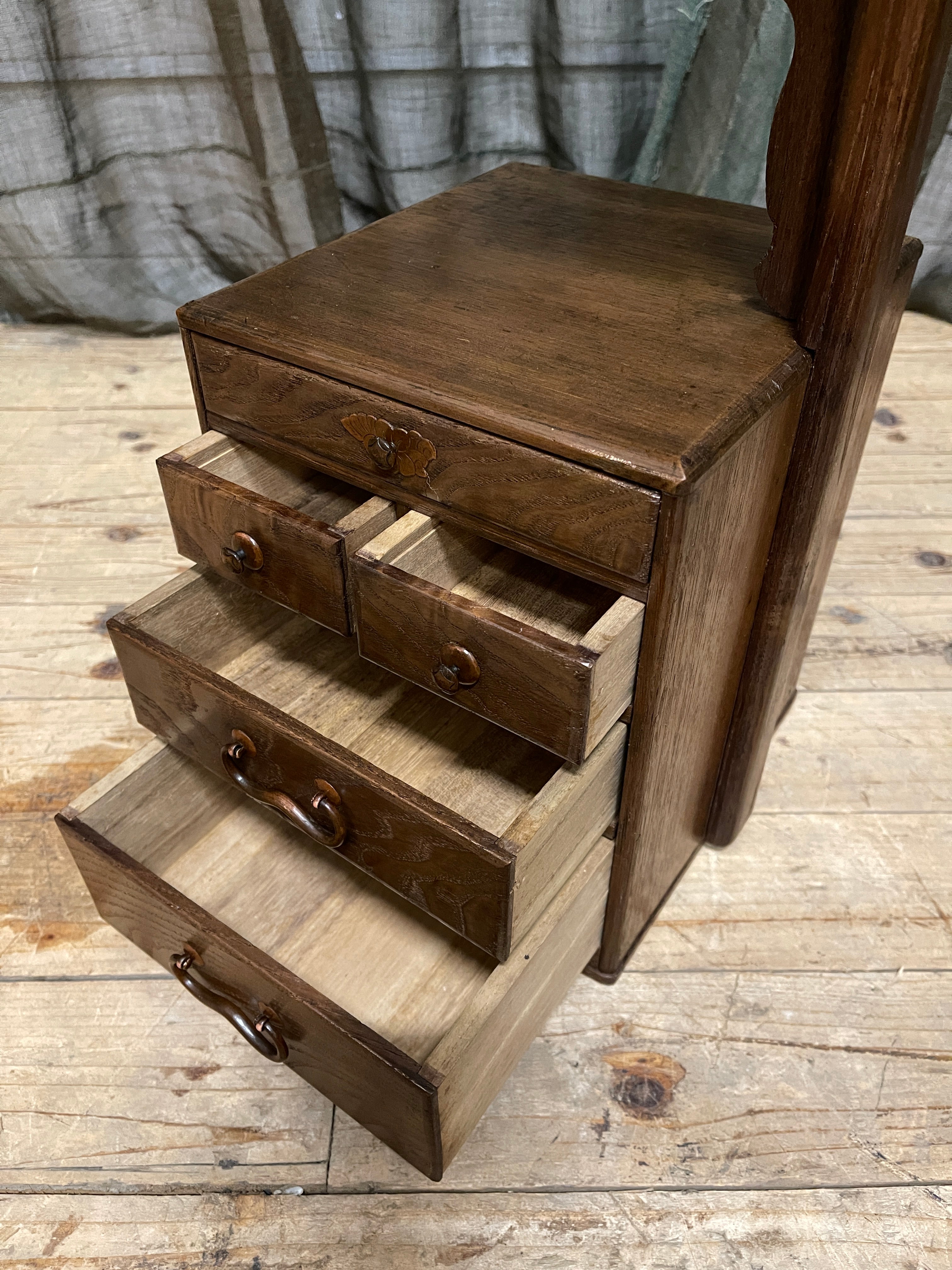 Vintage Japanese Sewing Box, Hari Bako - Elm | 1930's