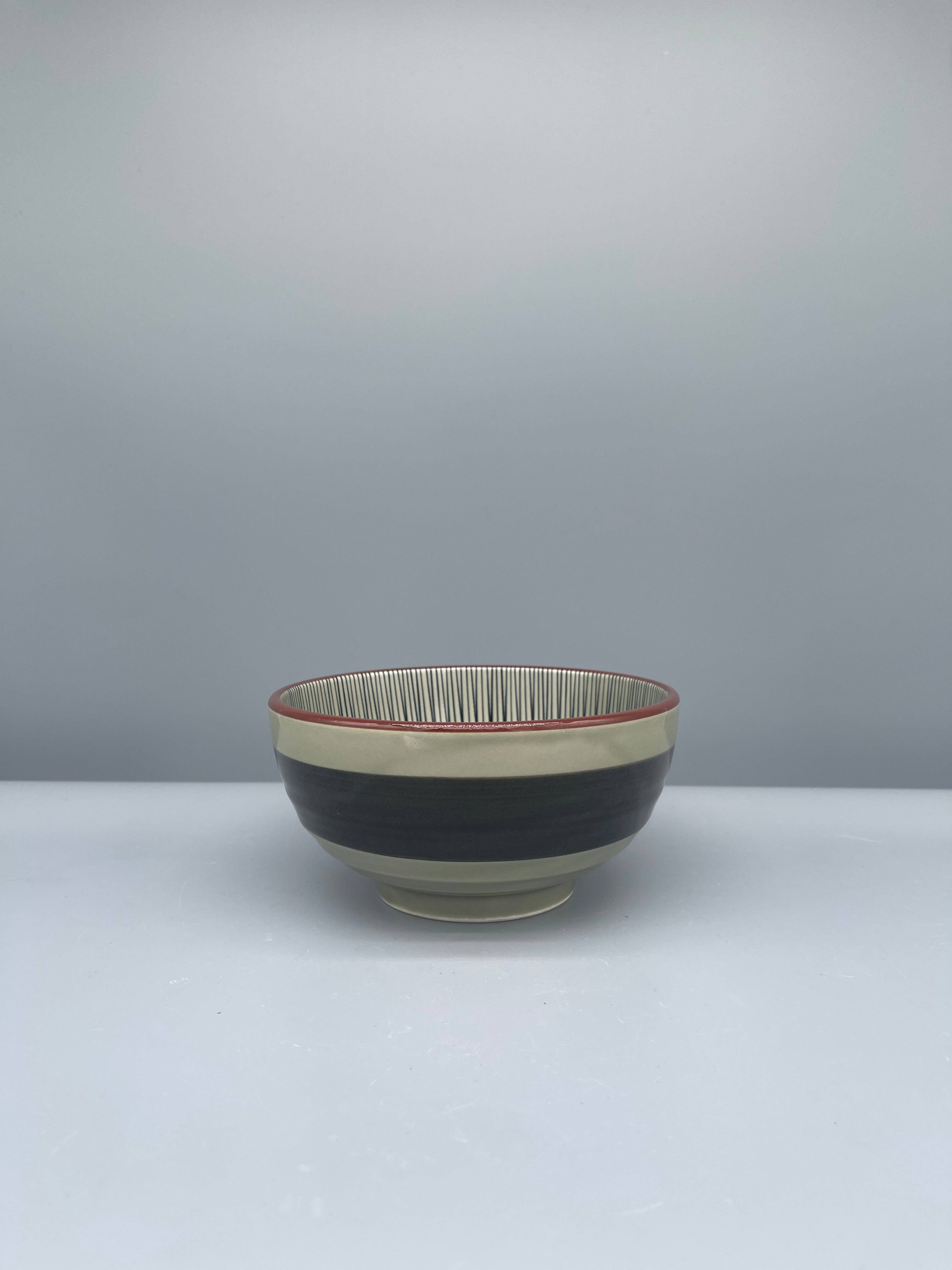 Contemporary Japanese Bowl - Green, Stripe