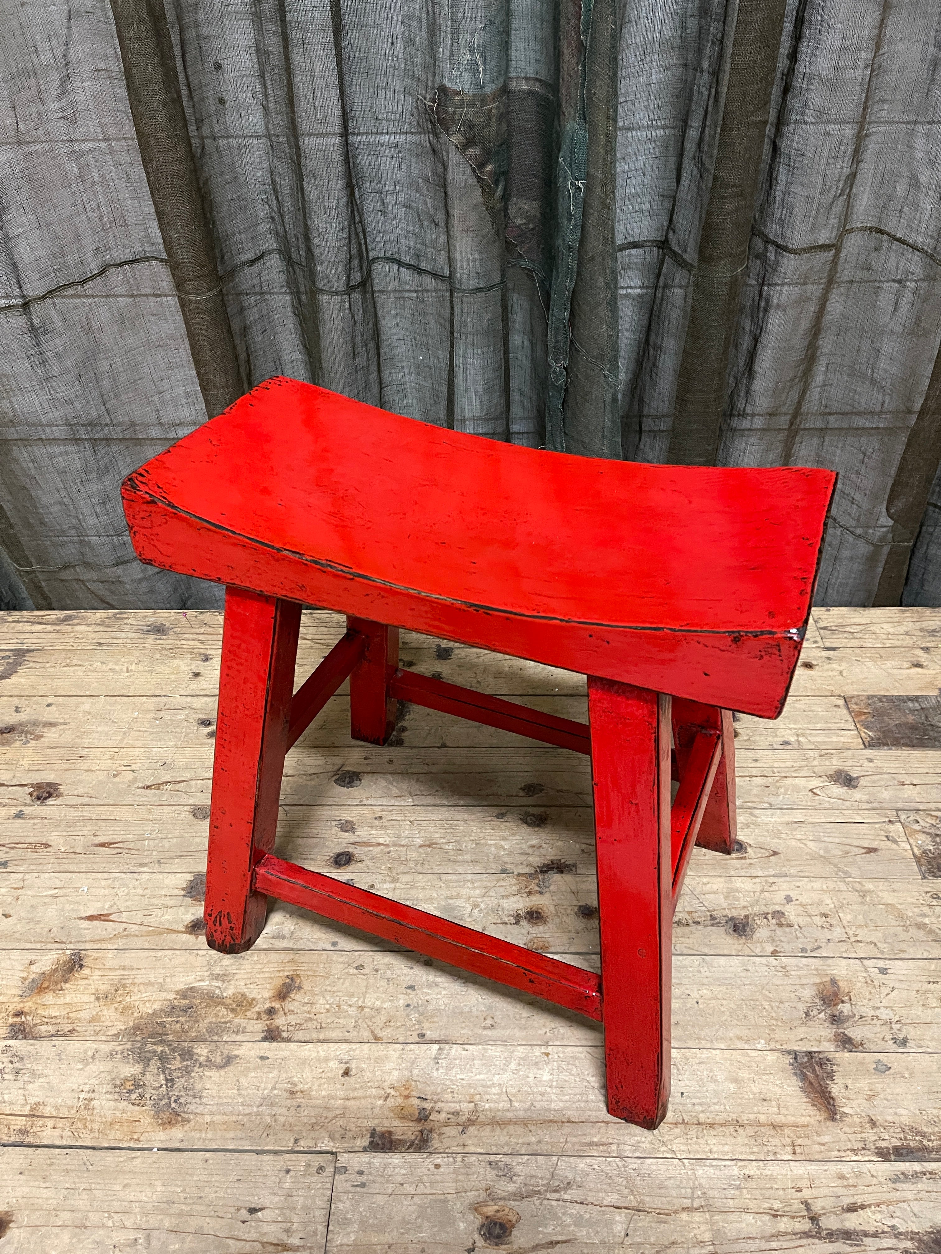 Chinese Provincial Stool - Red