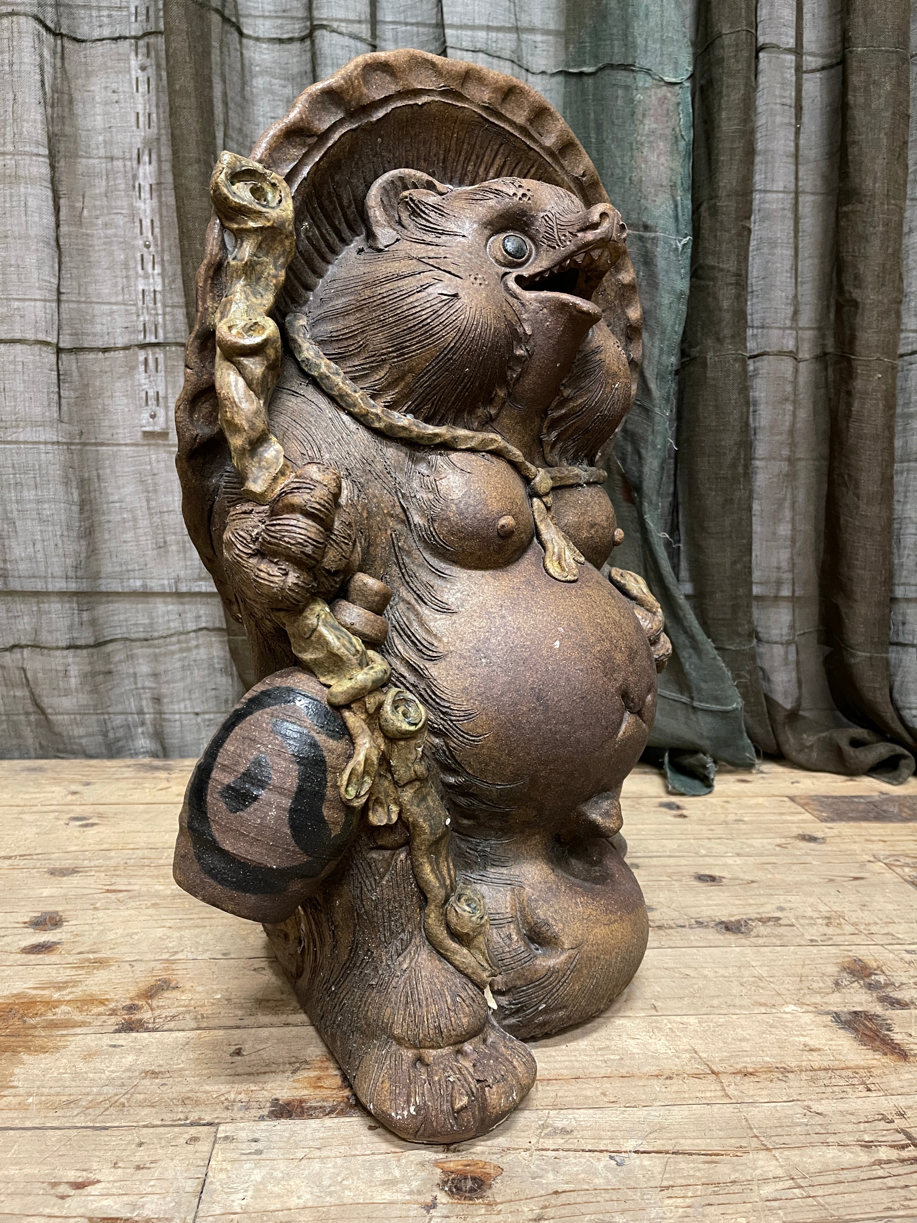 Vintage Tanuki Statue, Hand-Crafted