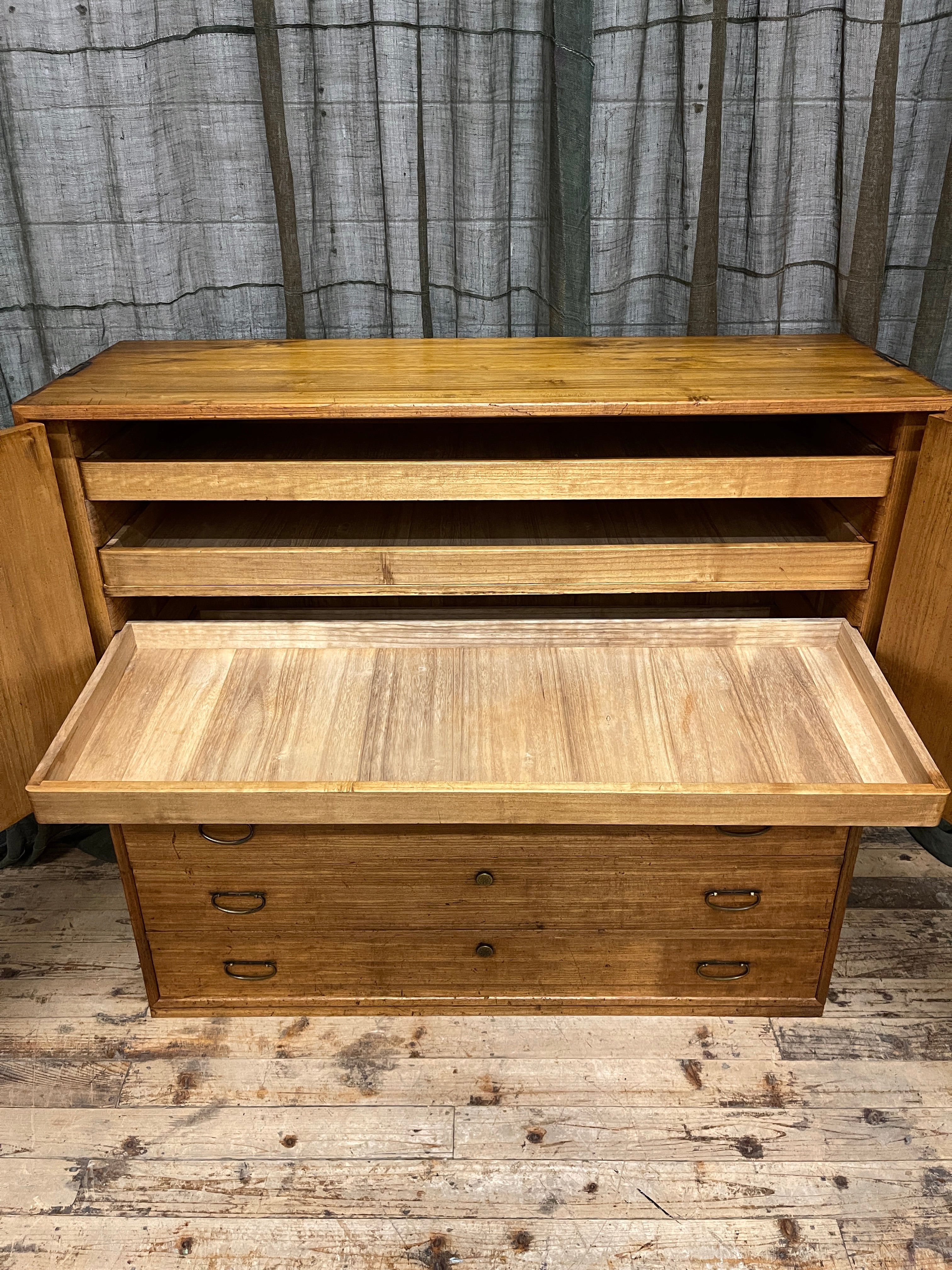 Vintage Japanese Two-Piece Kimono Chest of Drawers - Paulownia | Showa