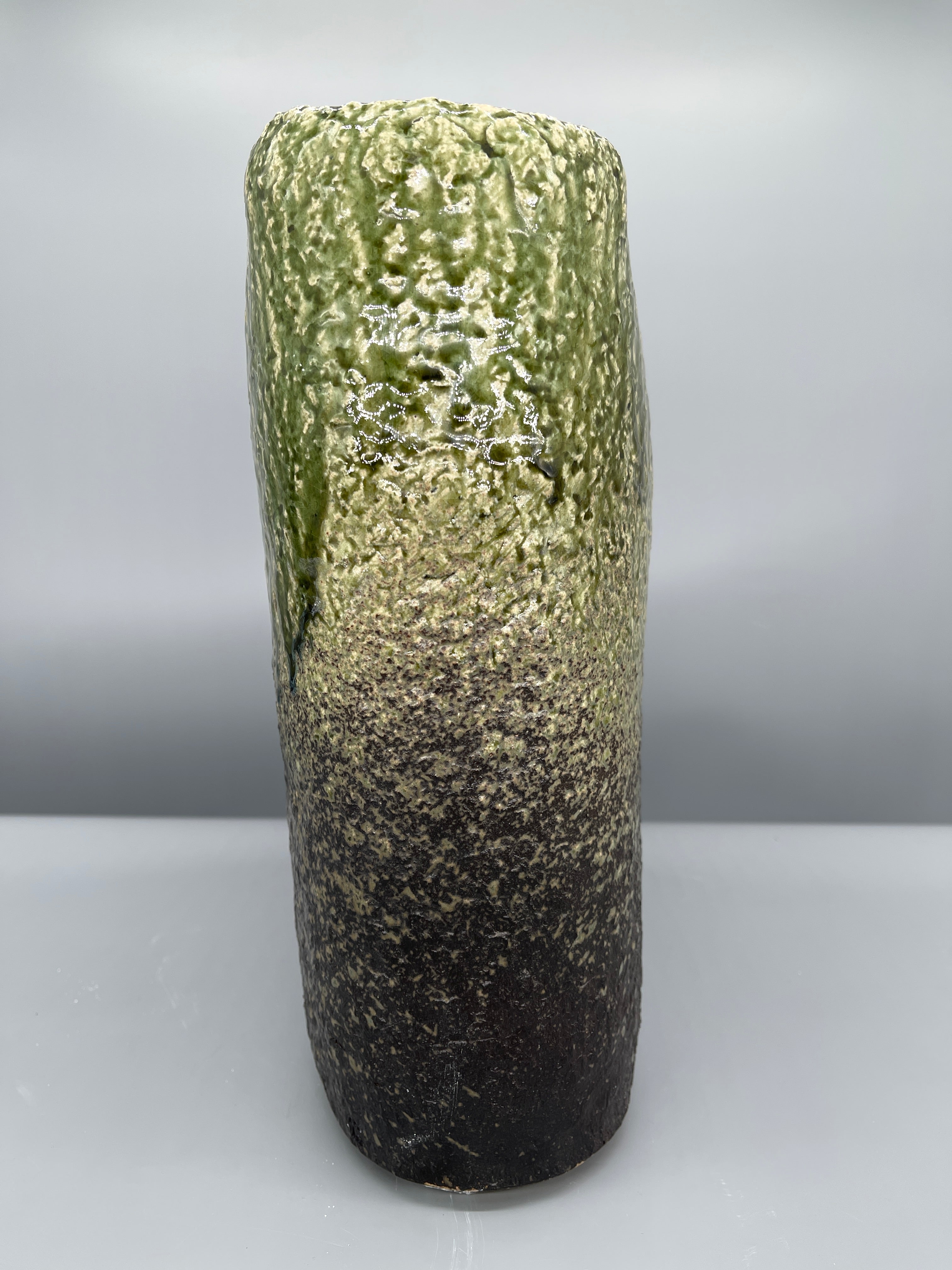 Large Japanese Ceramic Ikebana Vase, Green Glaze - Stoneware
