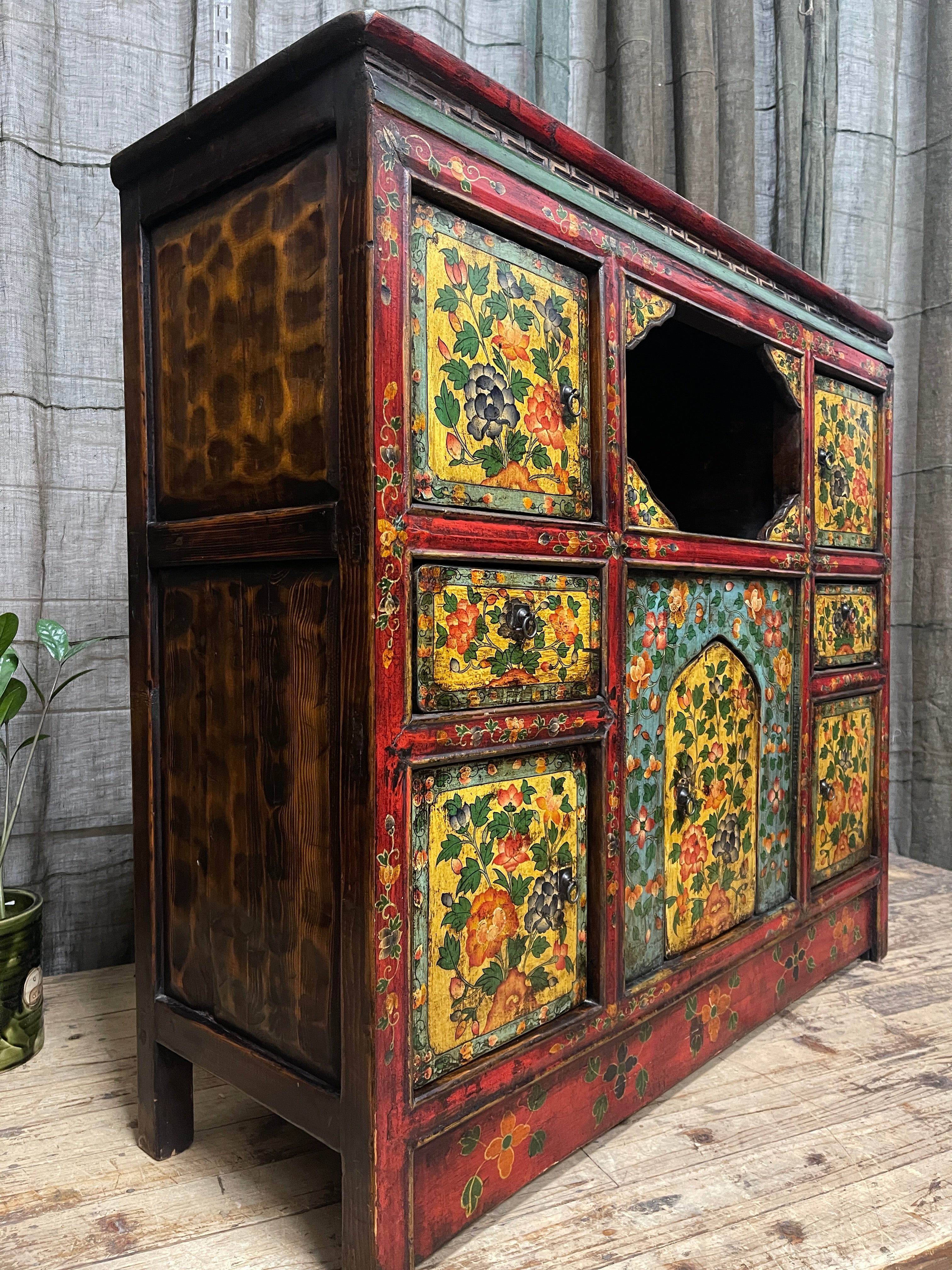 Vintage Tibetan Painted Cabinet