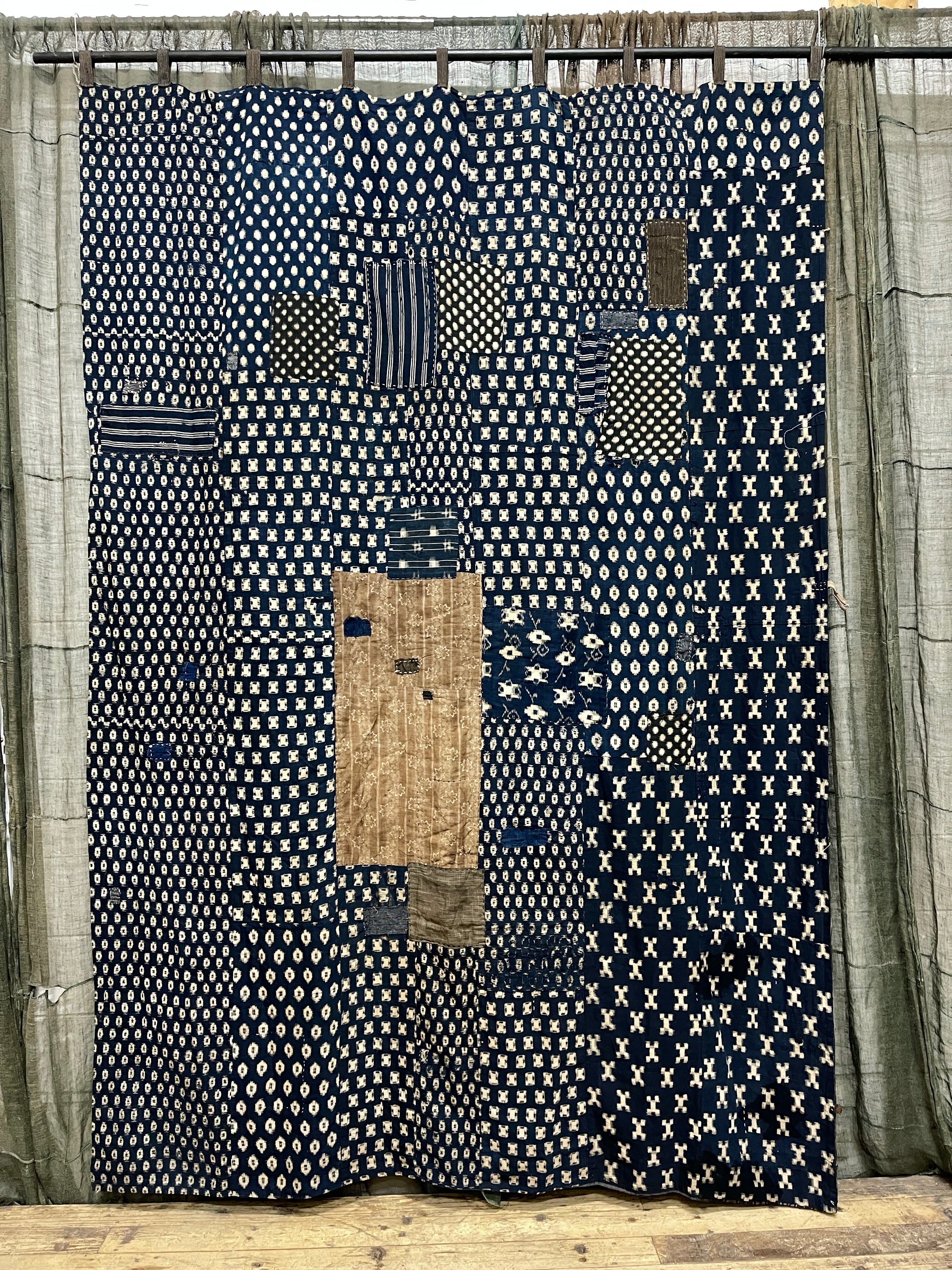 Antique Japanese Indigo Boro Wall Hanging / Rug