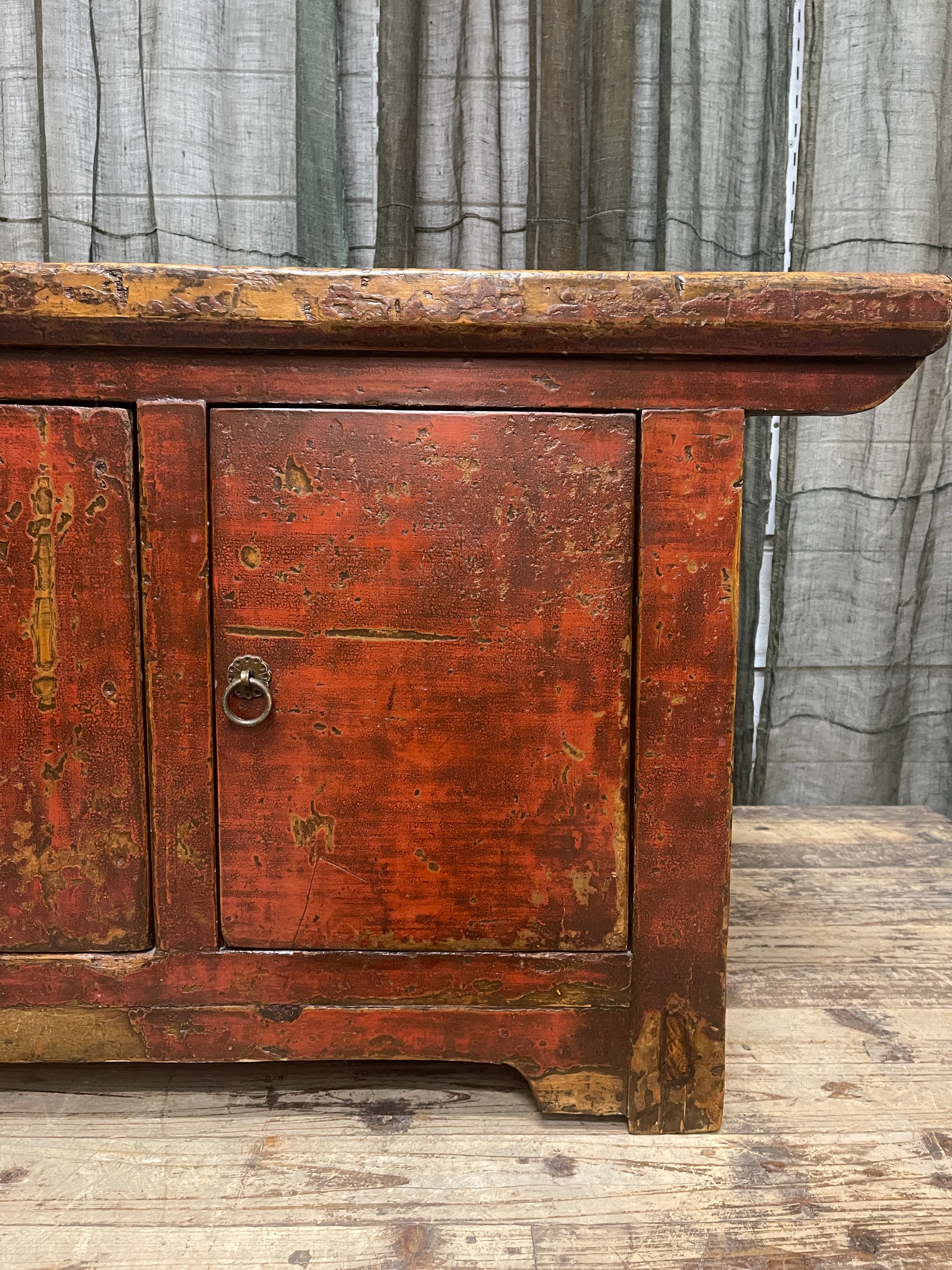 Antique Chinese Lacquered Low Cabinet - Cypress | C.1900