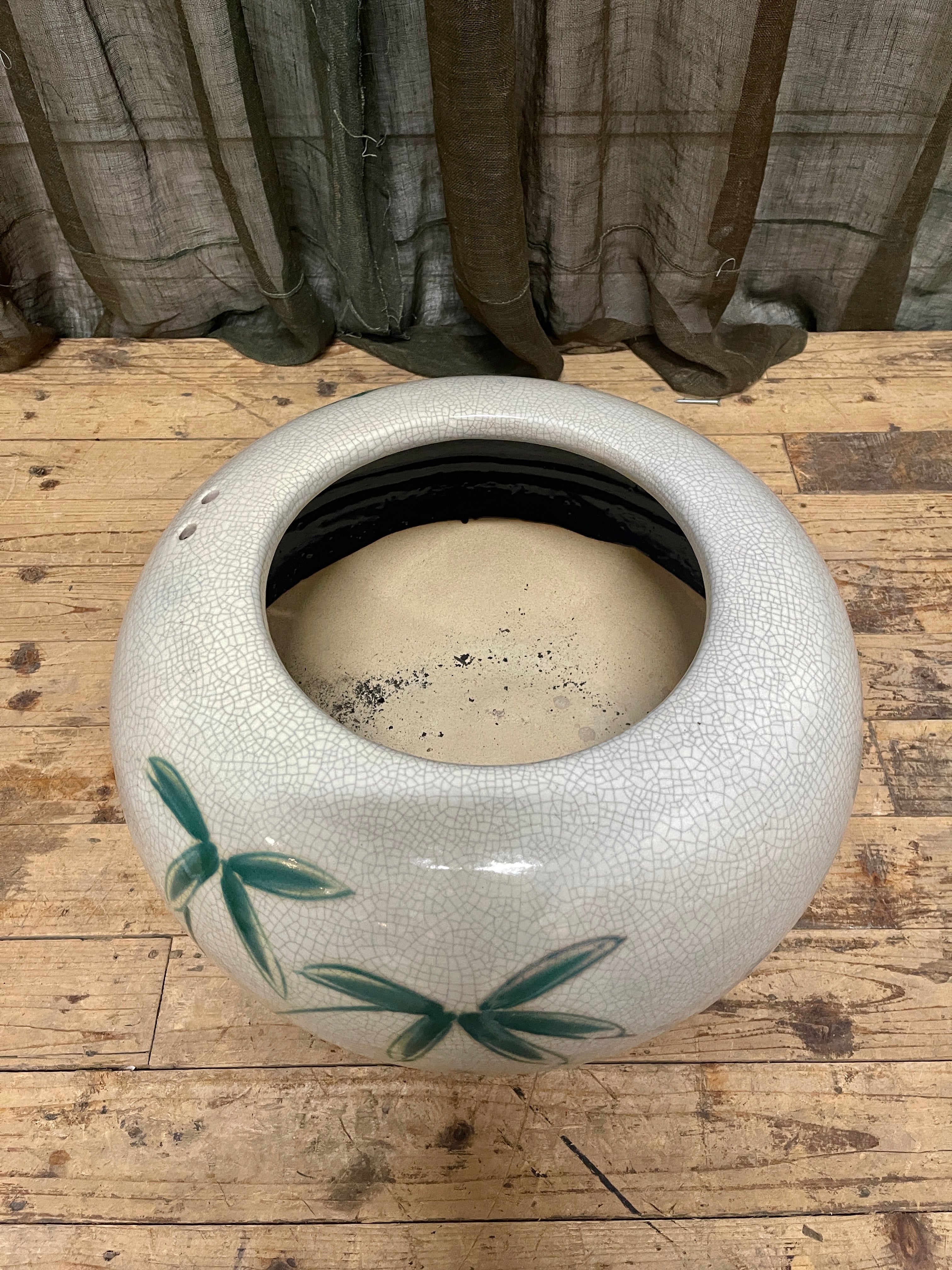 Japanese Porcelain Crackle glaze Hibachi | c.1960