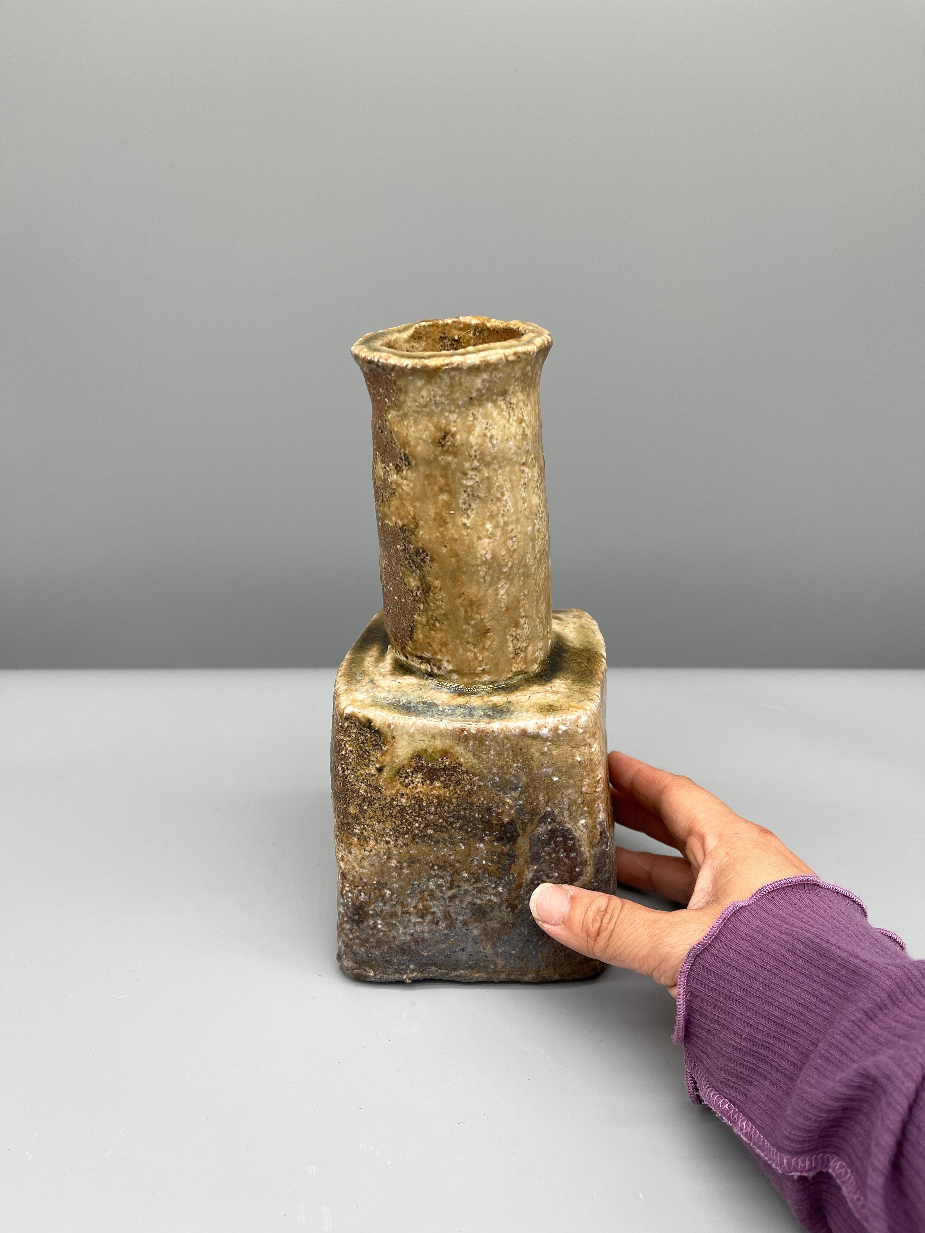 Vintage Japanese Ikebana Vase - Shigaraki Ware