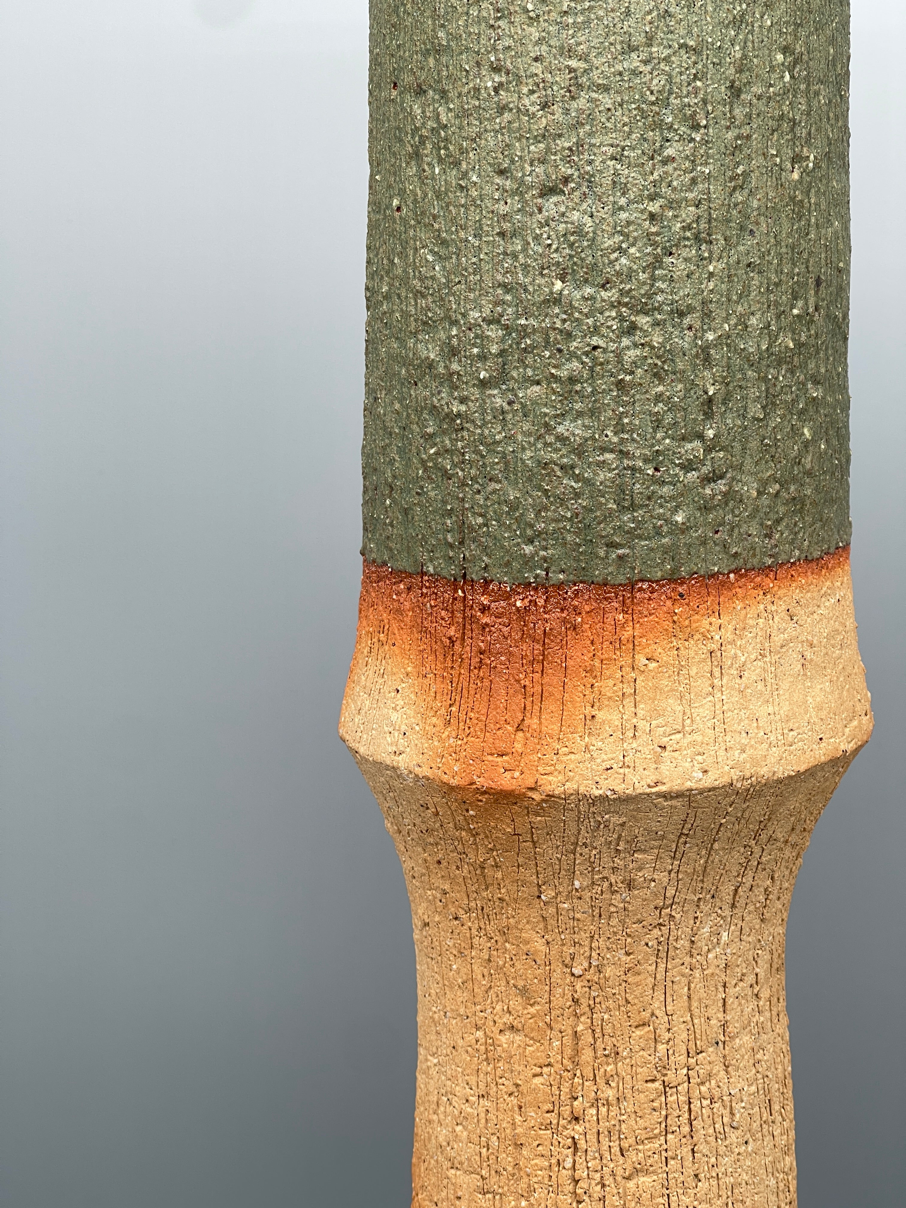 Midcentury Japanese Two-Tone Textural Shigaraki Ikebana Vase