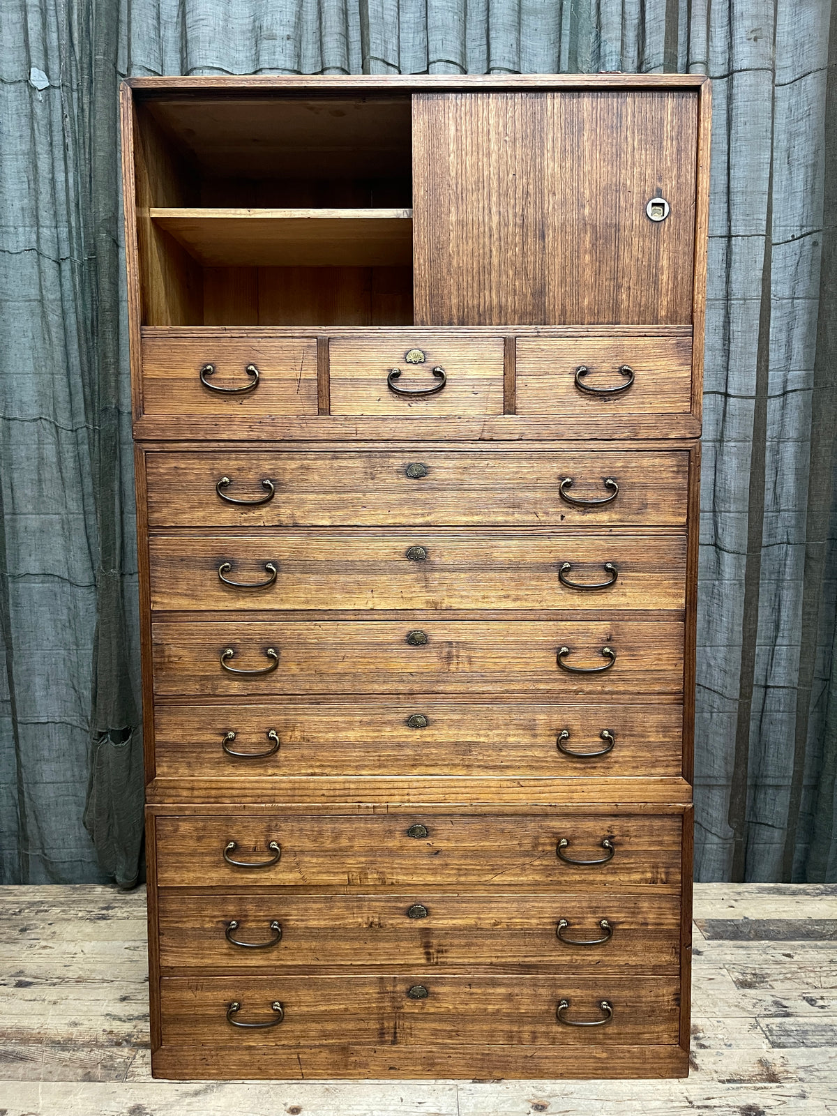 Japanese Three-Piece Kimono Chest of Drawers - Paulownia | Midcentury