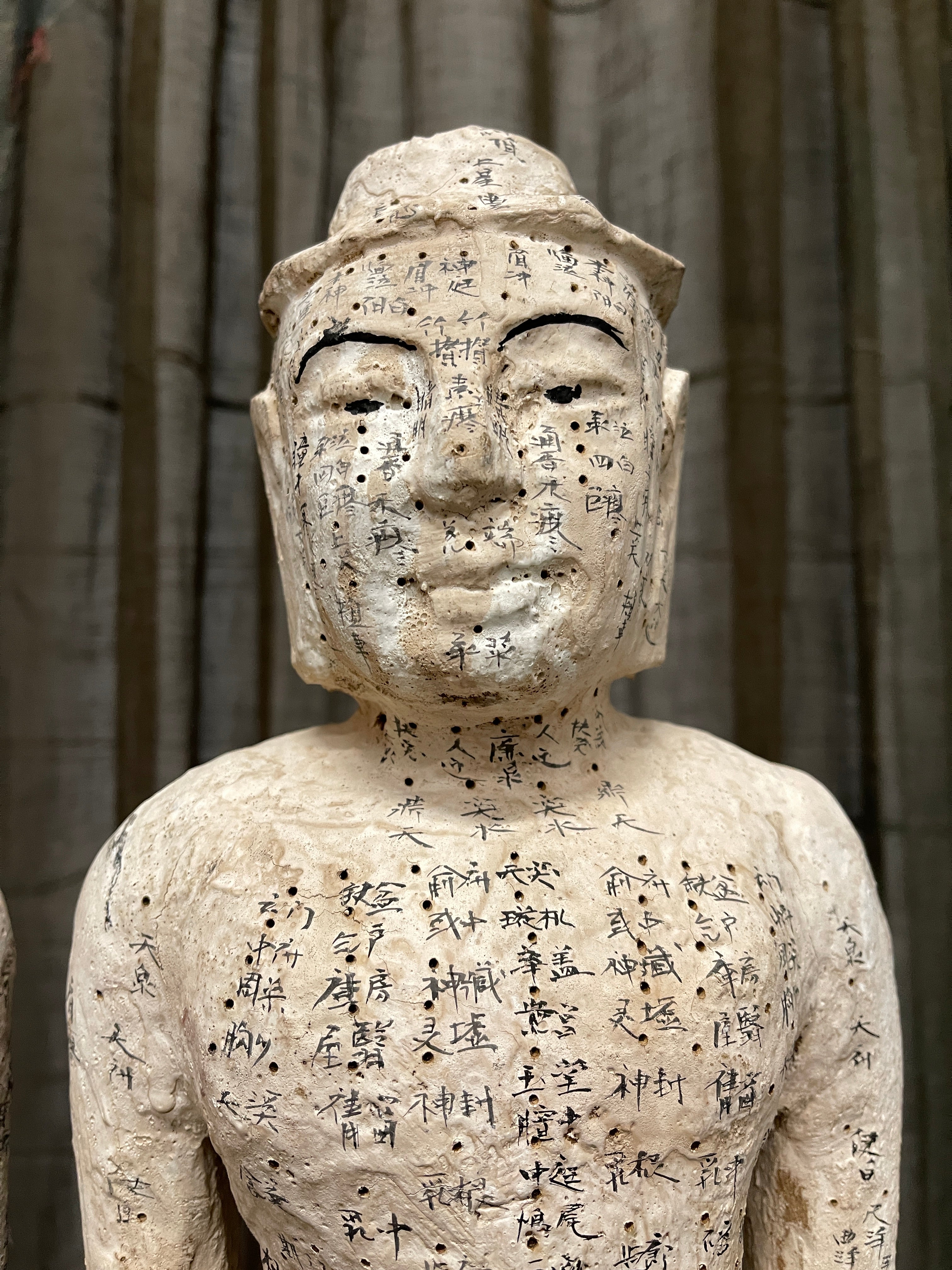 Pair of Chinese Carved Wooden Acupuncture Statues