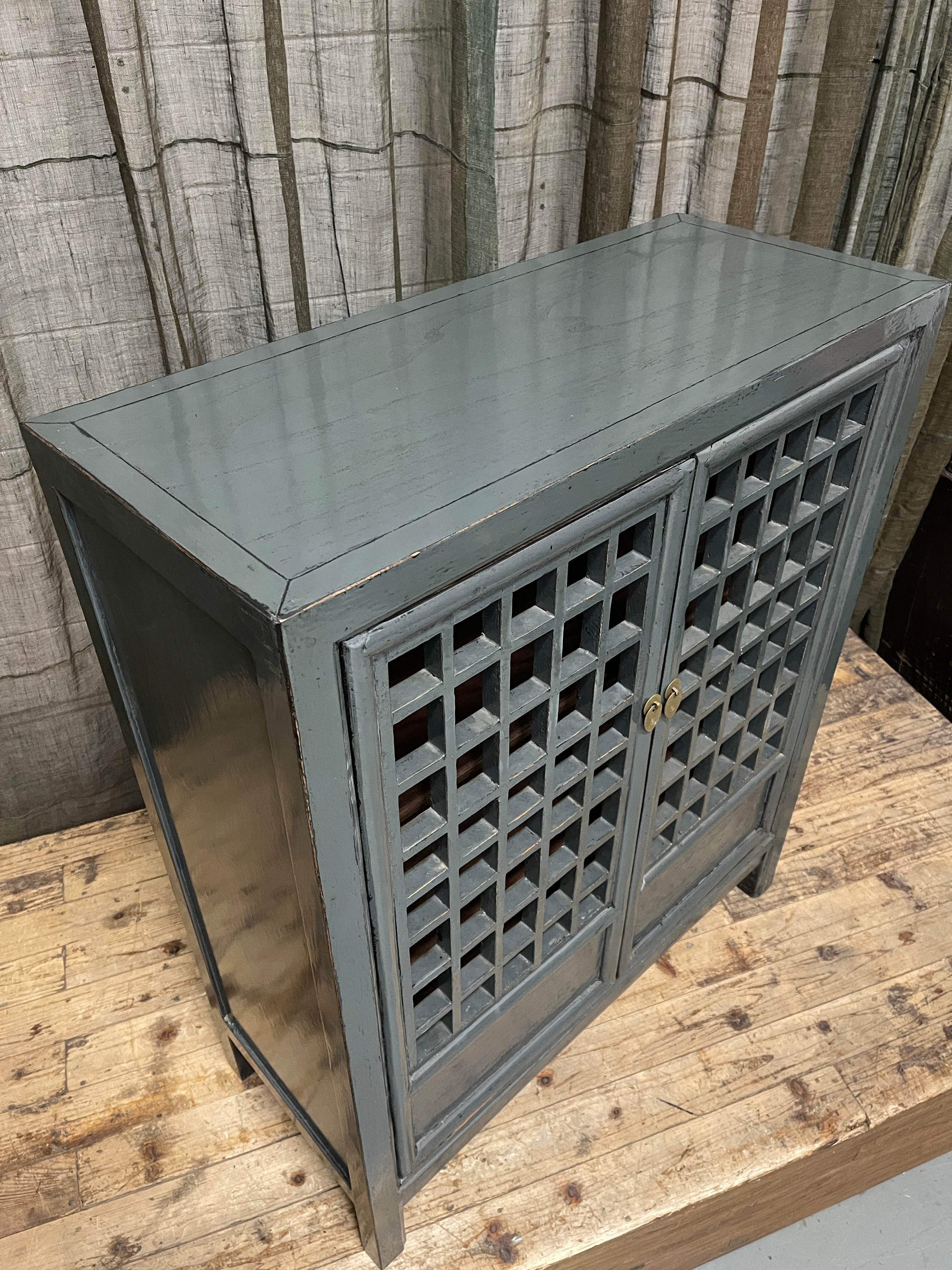Chinese Grey Lacquered Cabinet