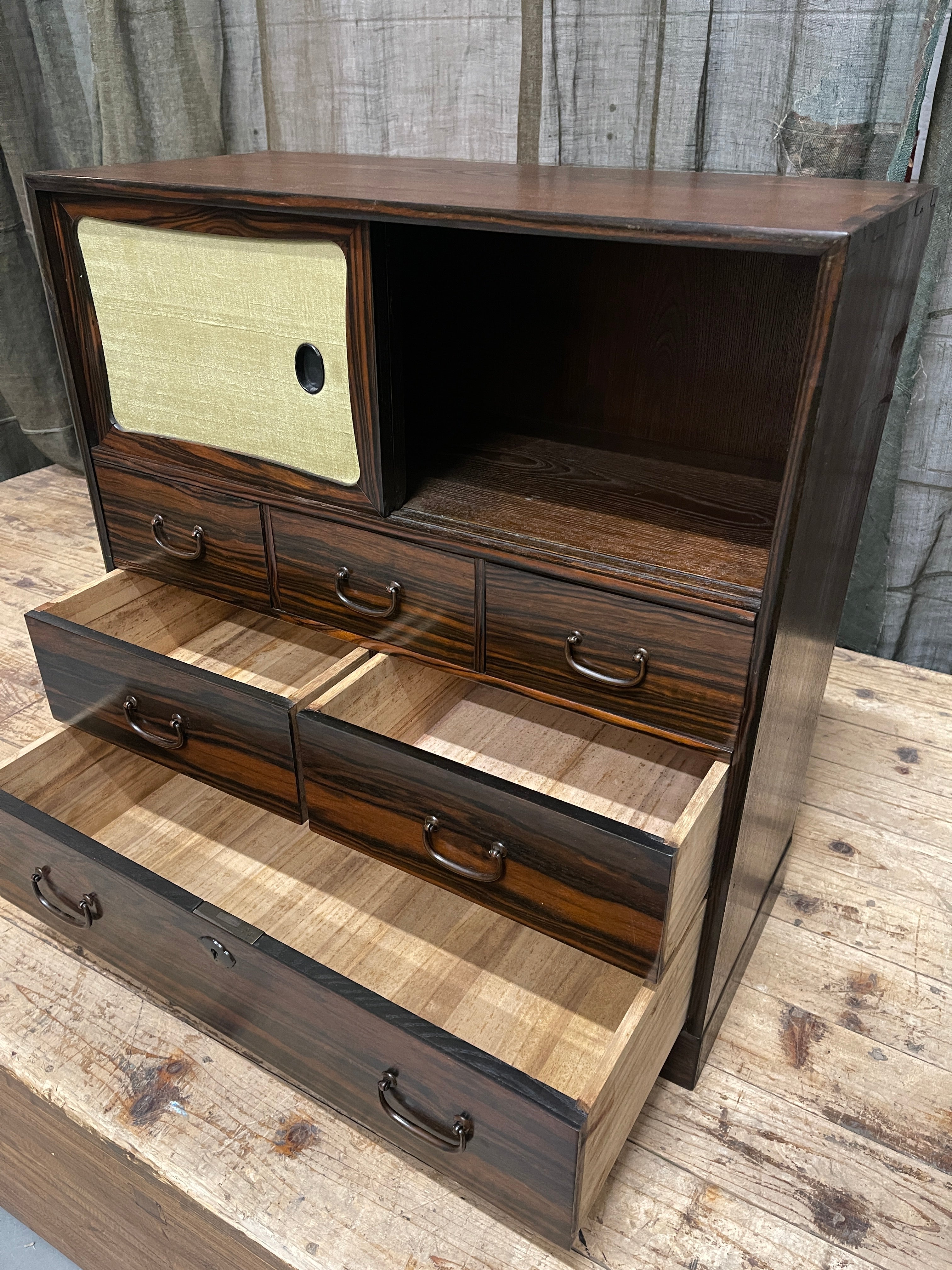 Cha Dansu, Japanese Tea Cabinet - Elm | Midcentury